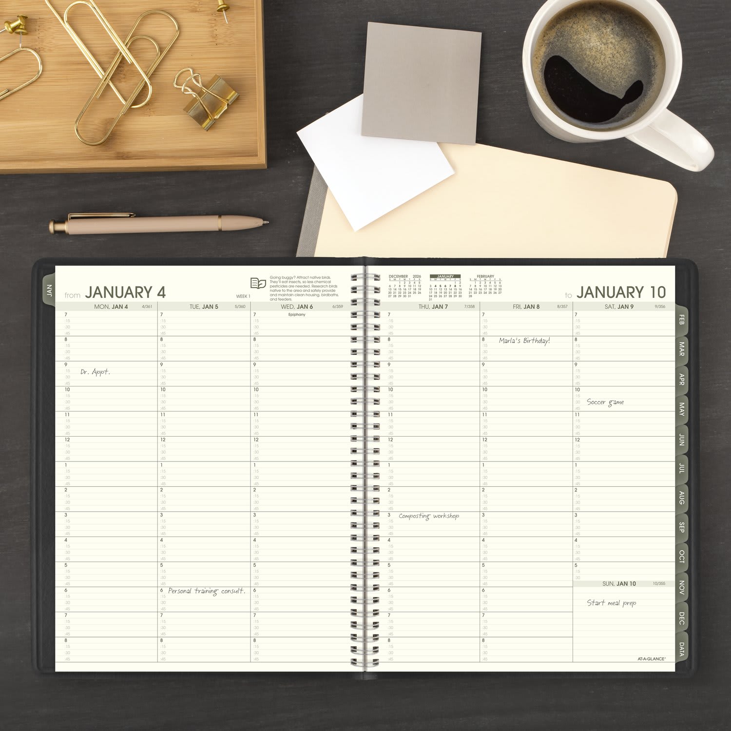 AT-A-GLANCE Recycled 2027 Weekly Monthly Appointment Book Planner, Black, Large, 8 1/4in x 11in - Image 3