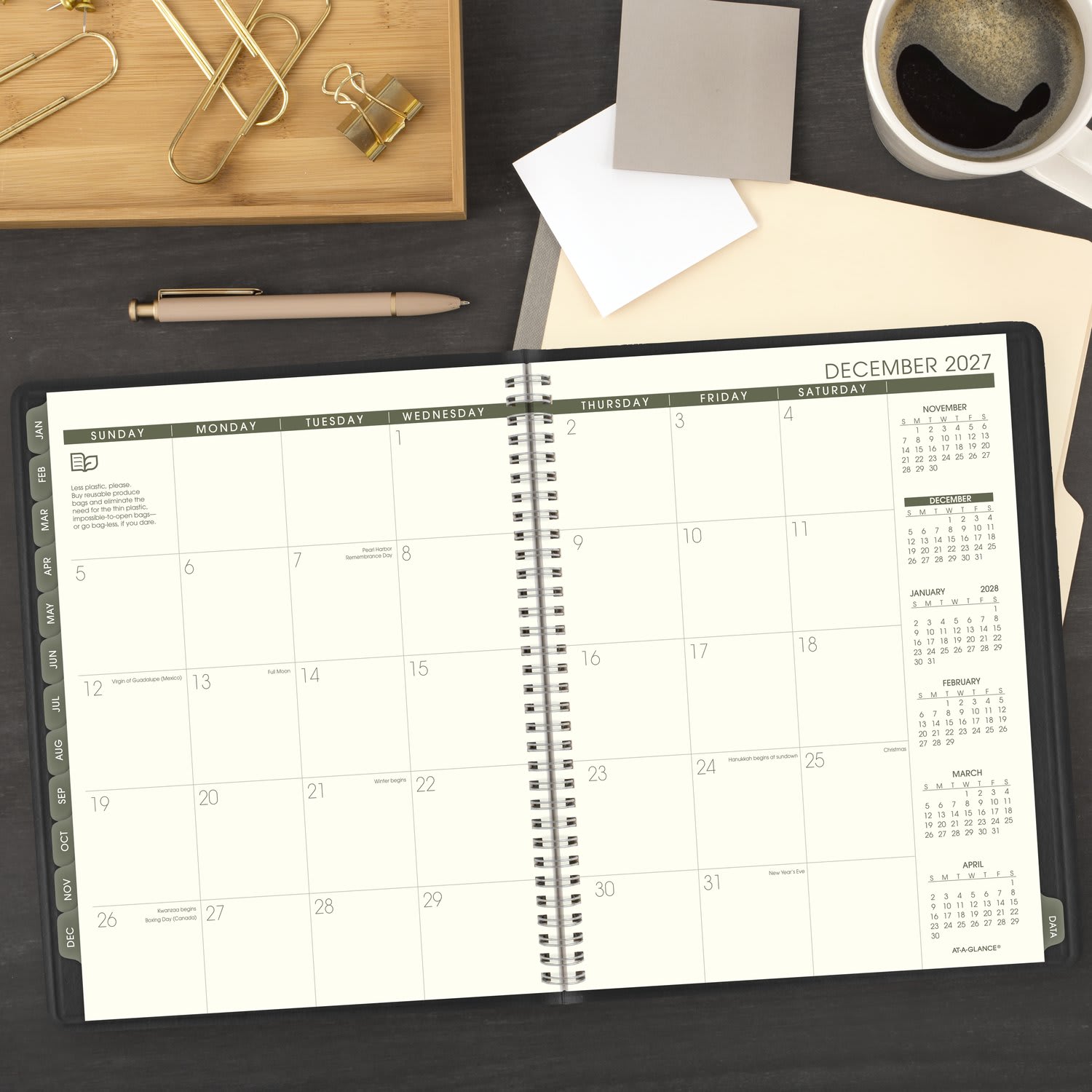 AT-A-GLANCE Recycled 2027 Weekly Monthly Appointment Book Planner, Black, Large, 8 1/4in x 11in - Image 4
