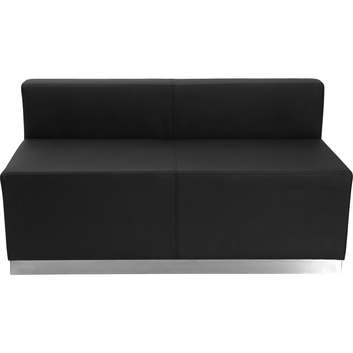 Flash Furniture HERCULES Alon Series LeatherSoft Loveseat with Brushed Stainless Steel Base Black PopularChairscom