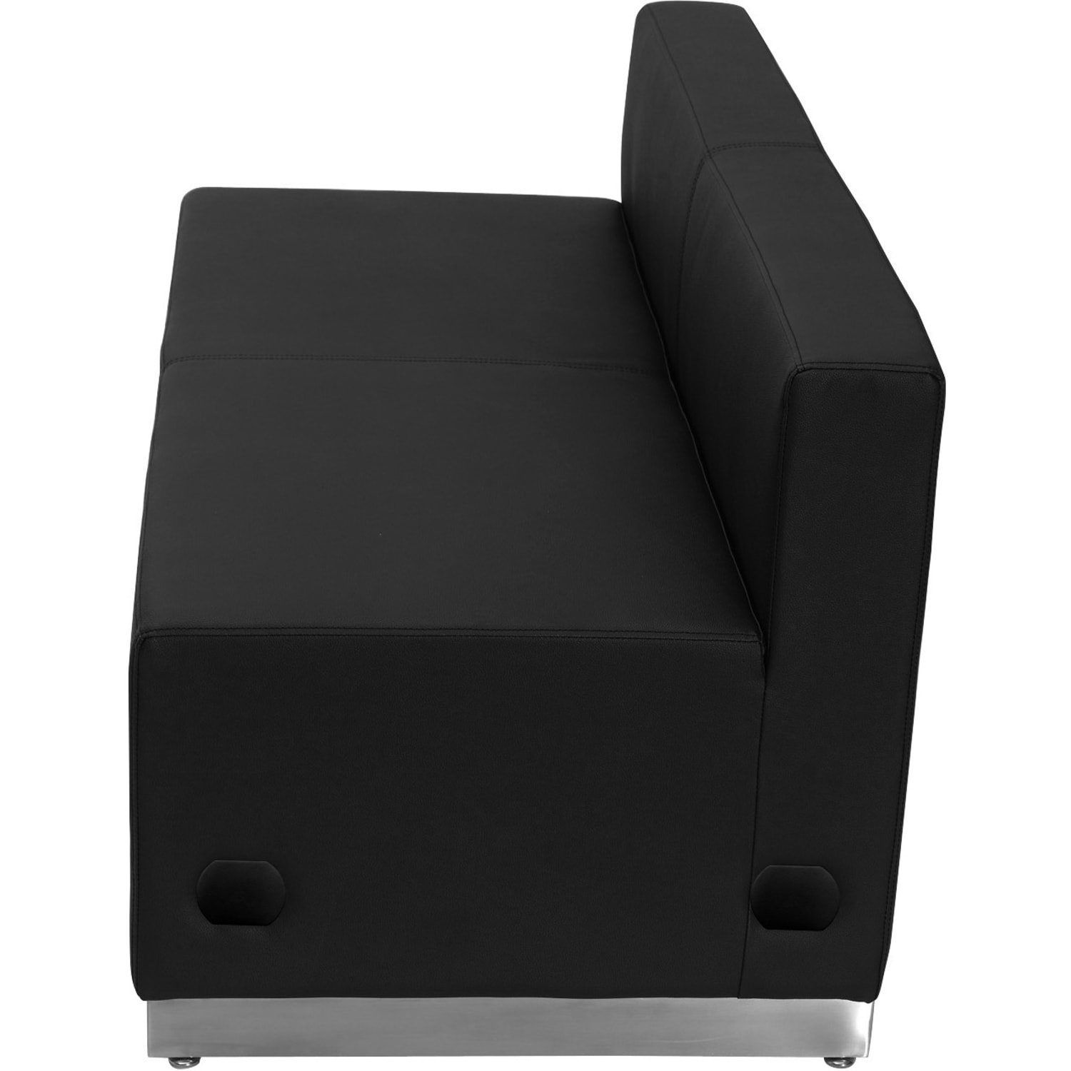 Flash Furniture HERCULES Alon Series LeatherSoft Loveseat with Brushed Stainless Steel Base Black PopularChairscom