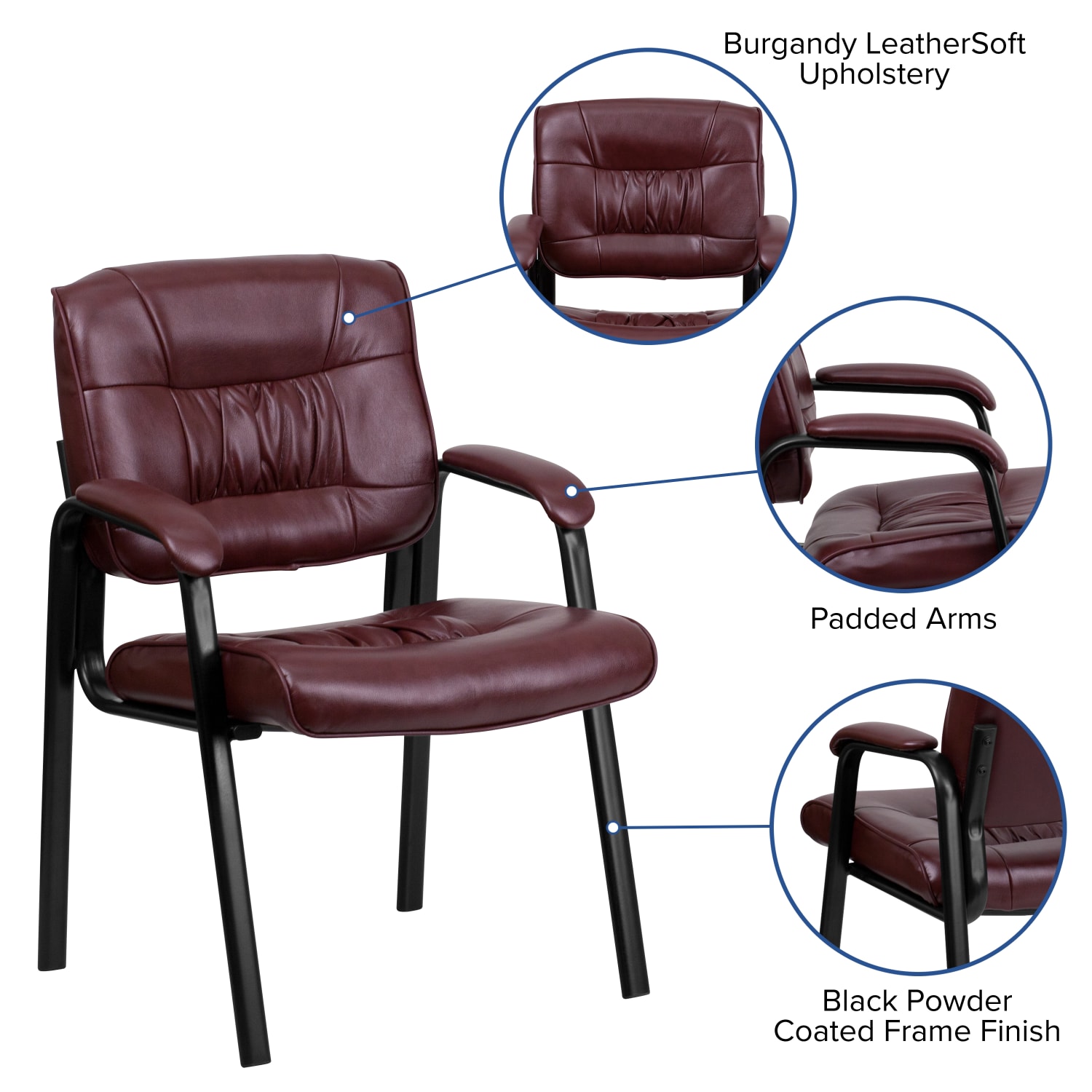 Flash Furniture LeatherSoft Executive Side Reception Chair with Powder Coated Frame BurgundyBlack PopularChairscom Flash Furniture LeatherSoft Executive Side Reception Chair with Powder Coated Frame BurgundyBlack PopularChairscom