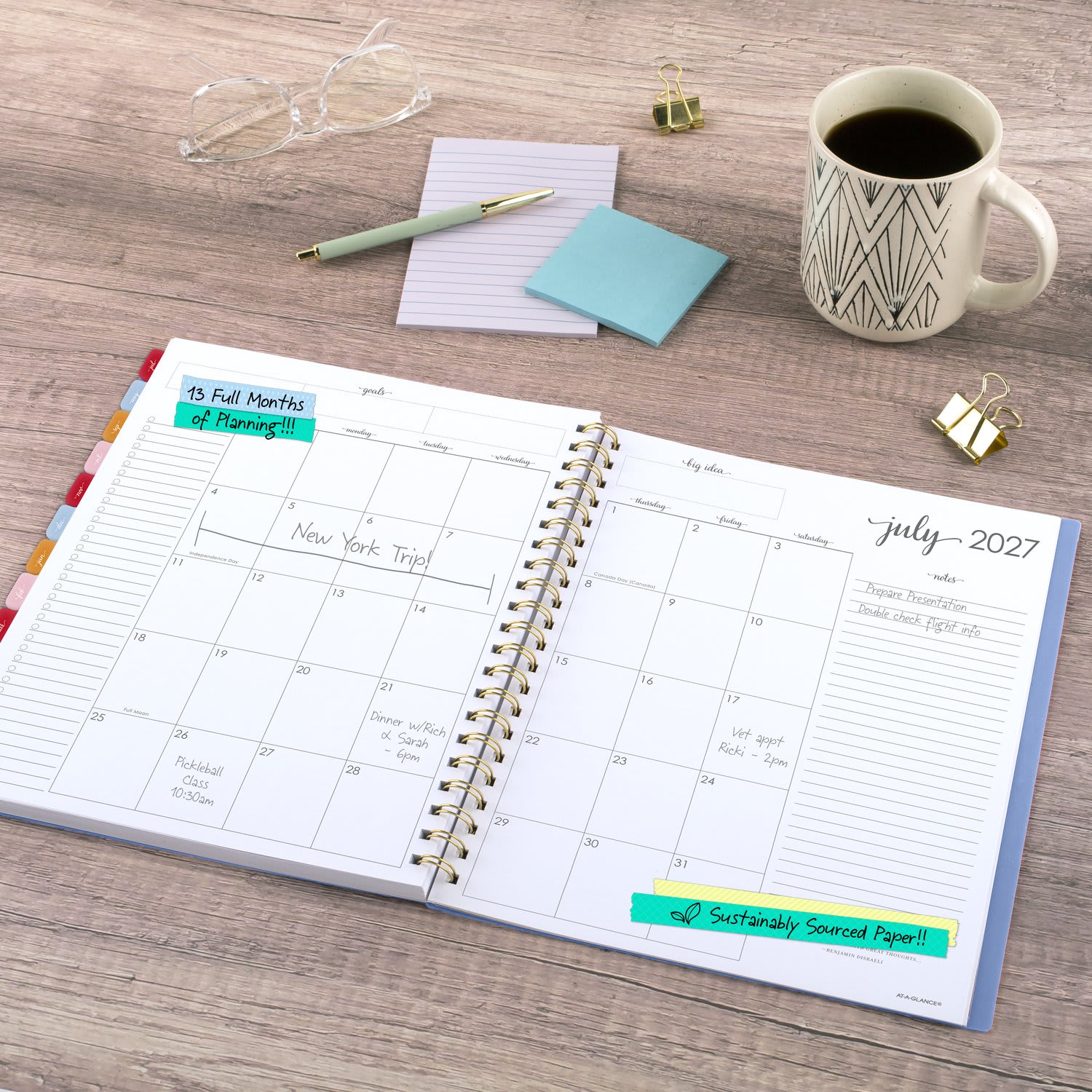 AT-A-GLANCE Harmony Academic 2026-2027 Weekly Monthly Planner, Blue Aura, Large, 8 1/2in x 11in - Image 4
