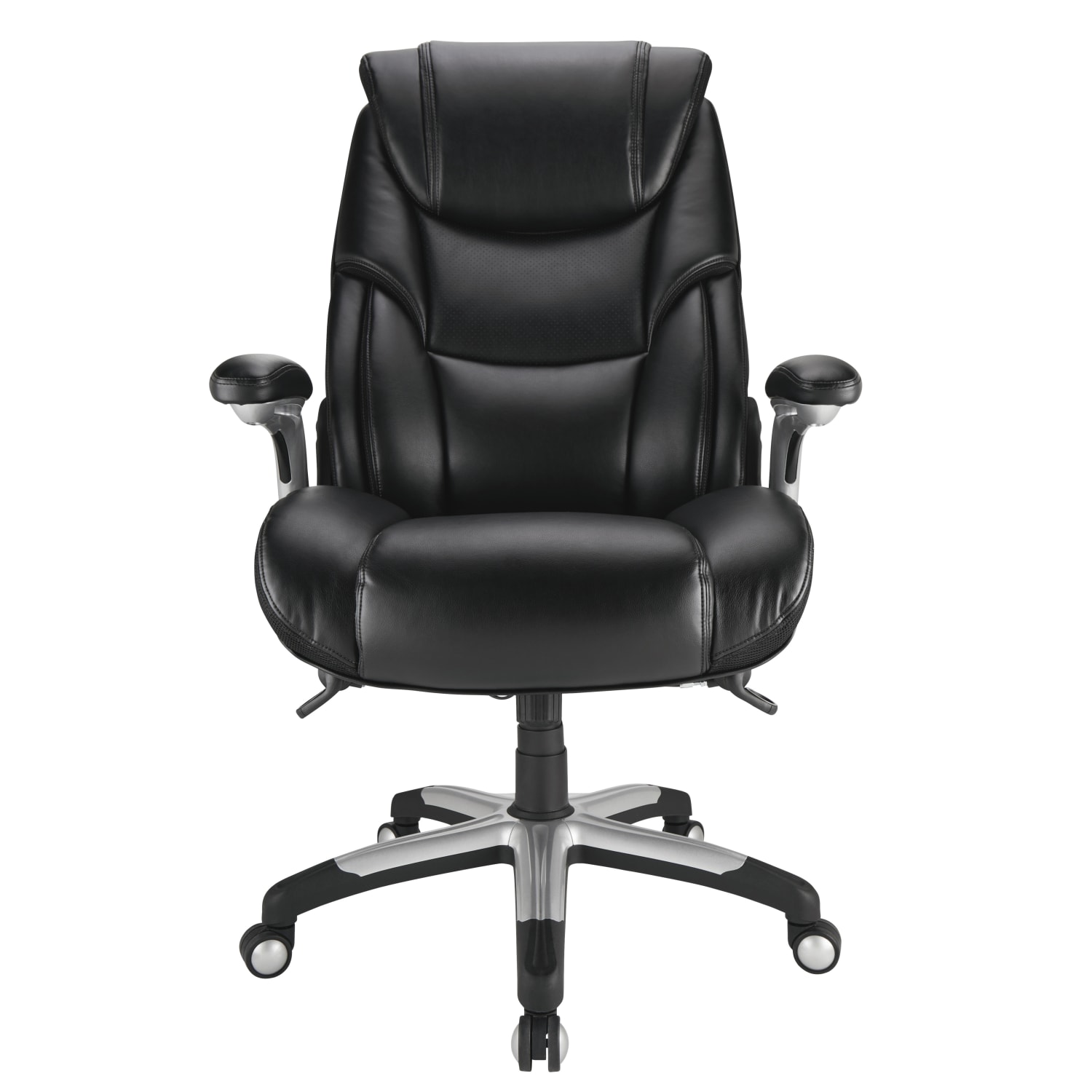 Realspace Torval Big  Tall Bonded Leather High Back Computer Office Chair BlackSilver BIFMA Compliant PopularChairscom