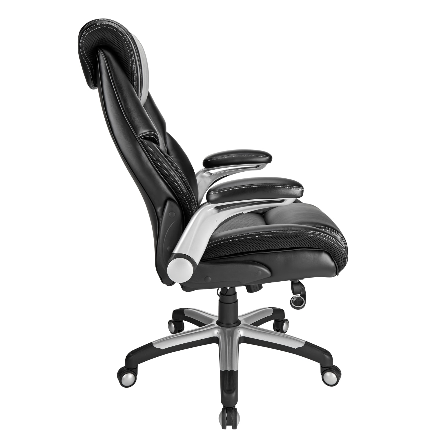 Realspace Torval Big  Tall Bonded Leather High Back Computer Office Chair BlackSilver BIFMA Compliant PopularChairscom