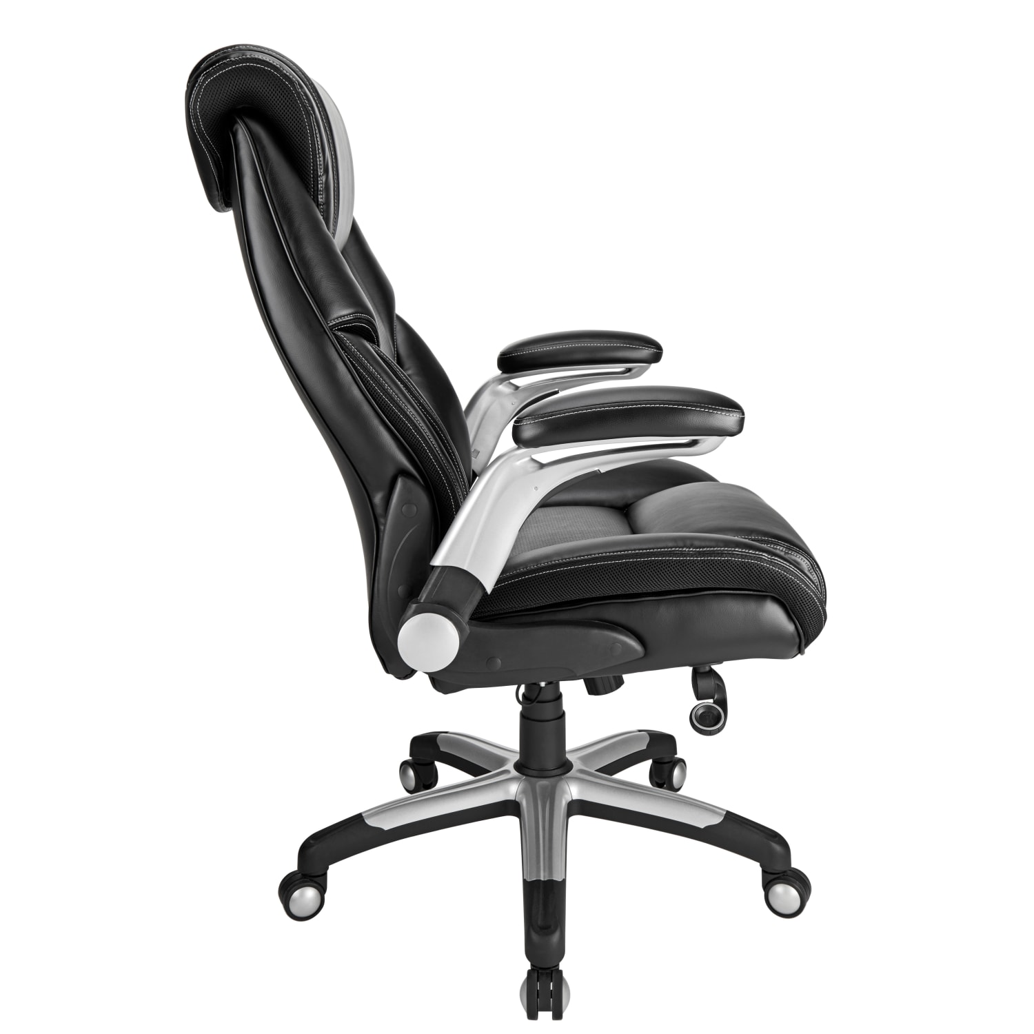 Realspace Torval Big  Tall Bonded Leather High Back Computer Office Chair BlackSilver BIFMA Compliant PopularChairscom