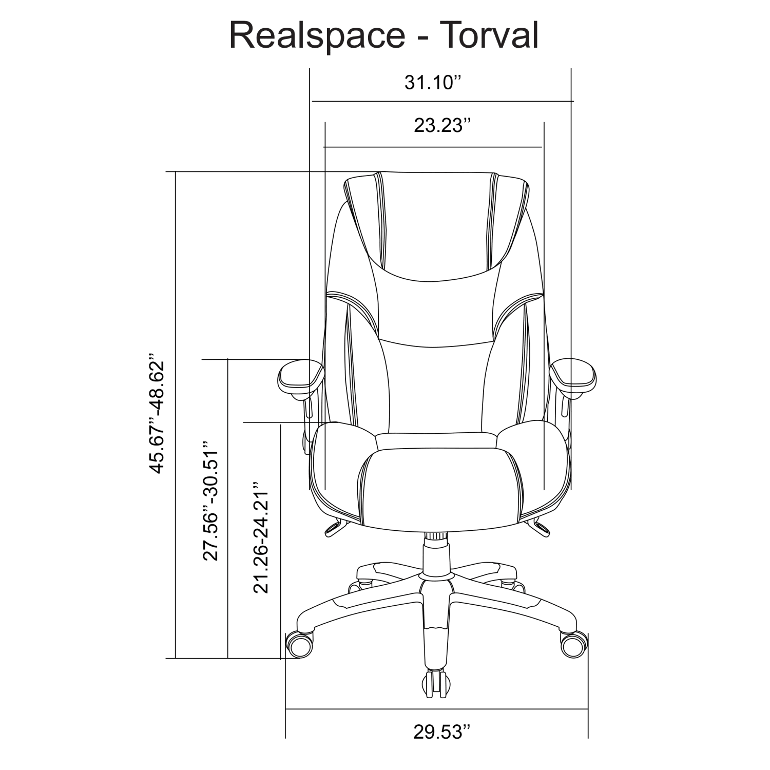 Realspace Torval Big  Tall Bonded Leather High Back Computer Office Chair BlackSilver BIFMA Compliant PopularChairscom