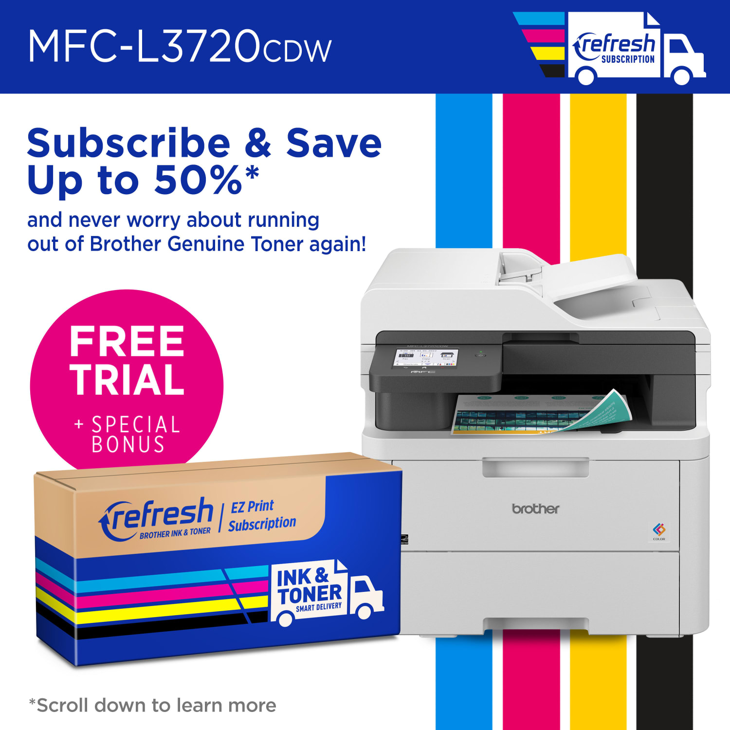 Brother MFC-L3720CDW Wireless Digital Color All-in-One Printer with Laser Quality Output and Refresh EZ Print Eligibility - Image 6