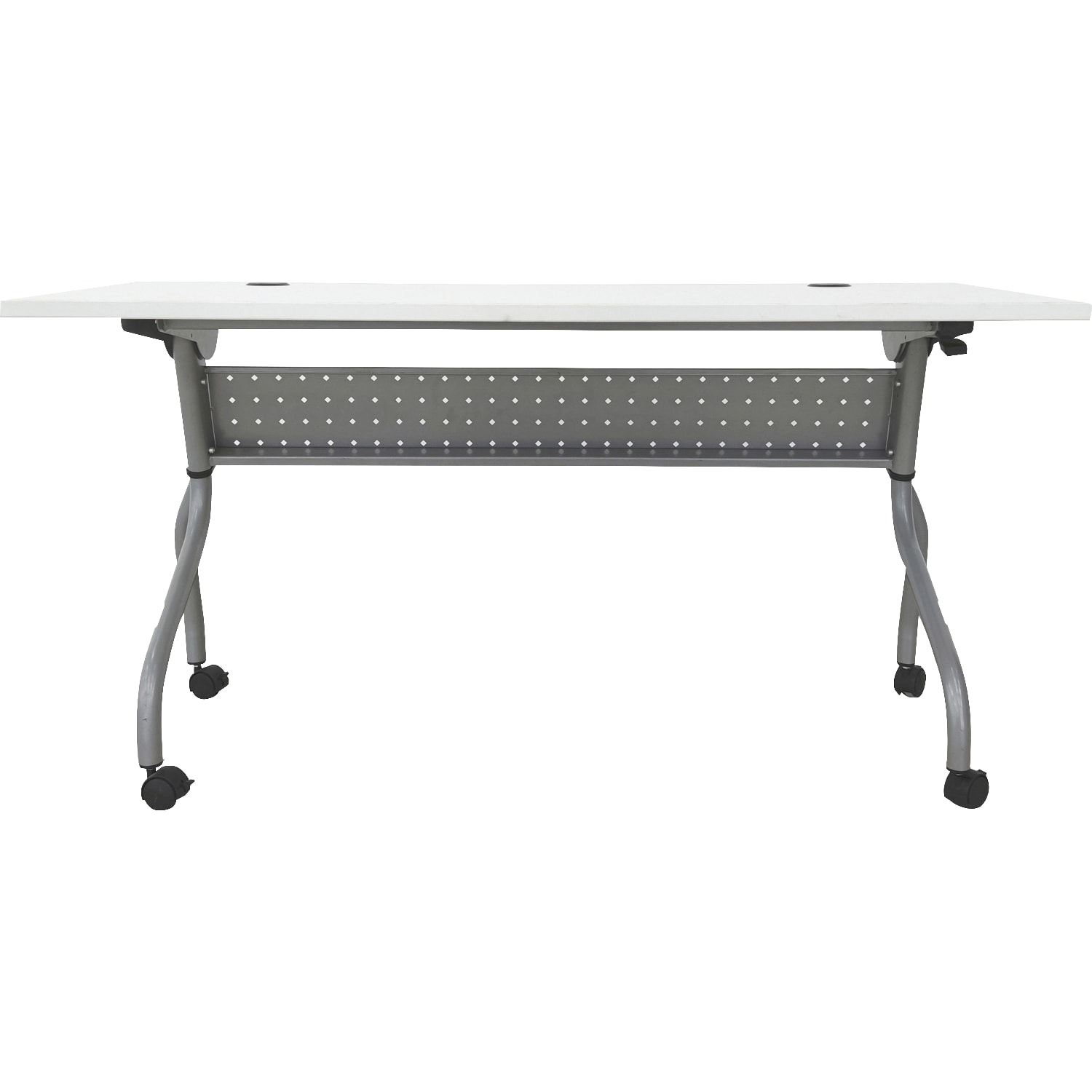 Lorell Preference Series 60inW Flip-Top Training Table, White/Silver - Image 4