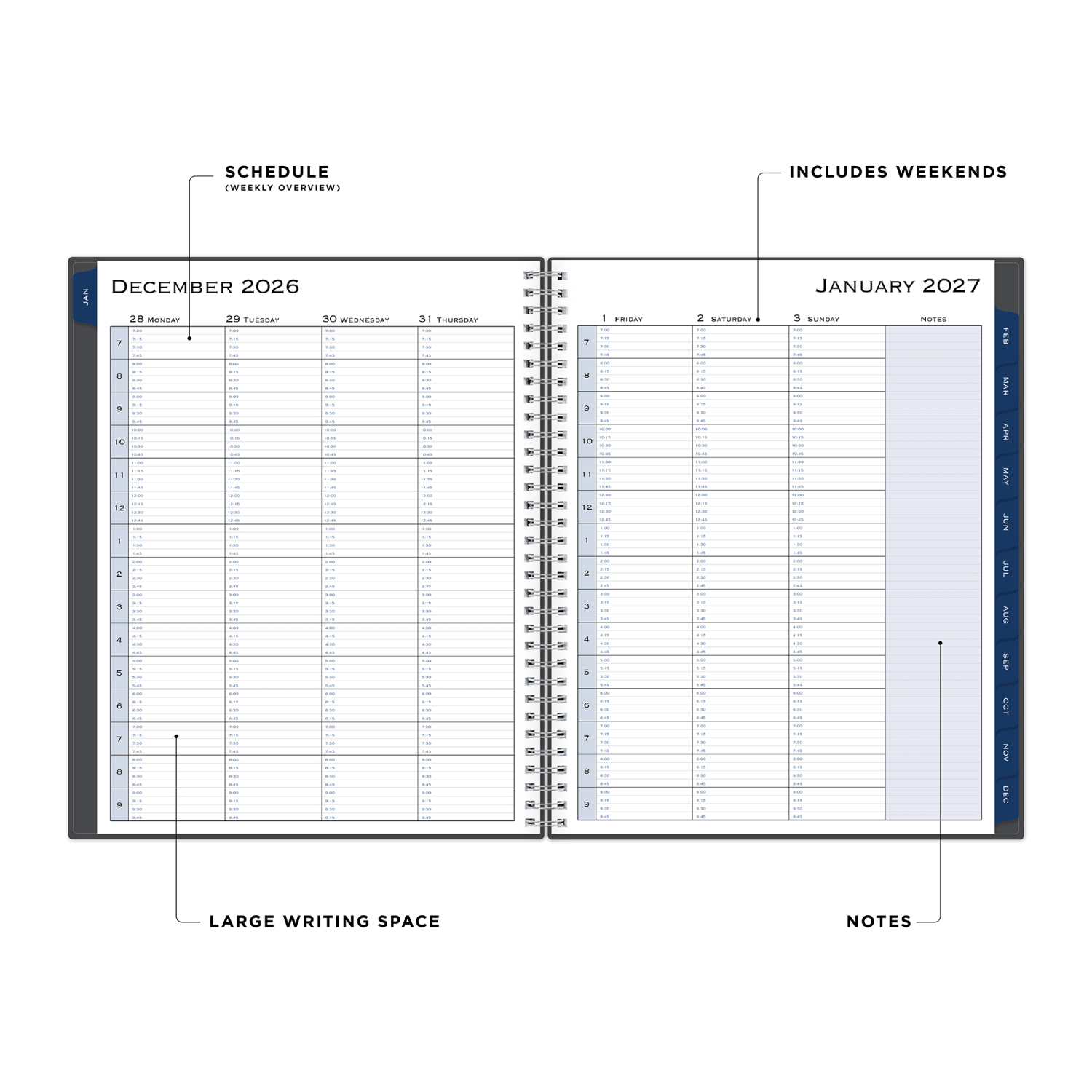 2027 Blue Sky Passages/Charcoal Metallic Weekly/Monthly Planning Calendar, 8.5x11, , Safety Wirebound Safety, 100009 - Image 3