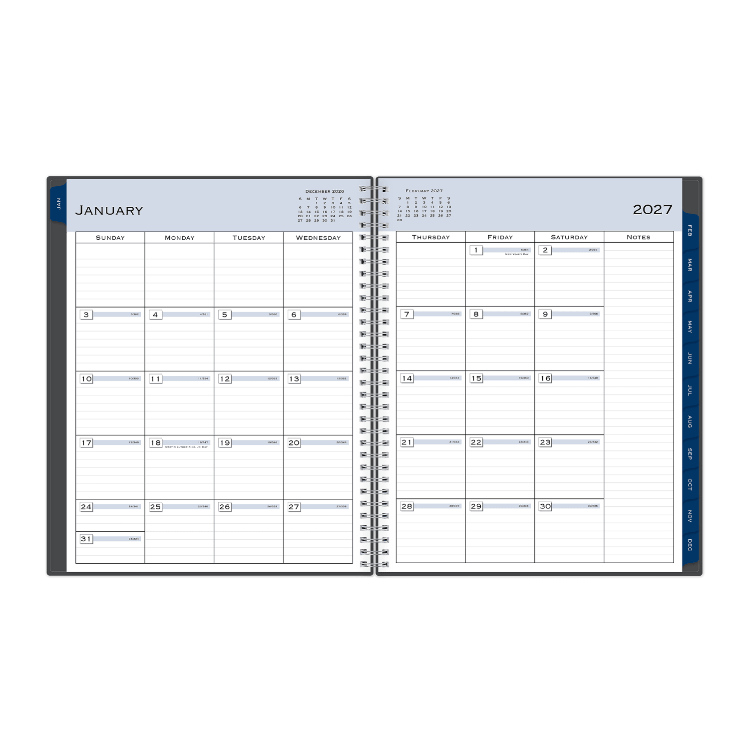 2027 Blue Sky Passages/Charcoal Metallic Weekly/Monthly Planning Calendar, 8.5x11, , Safety Wirebound Safety, 100009 - Image 4