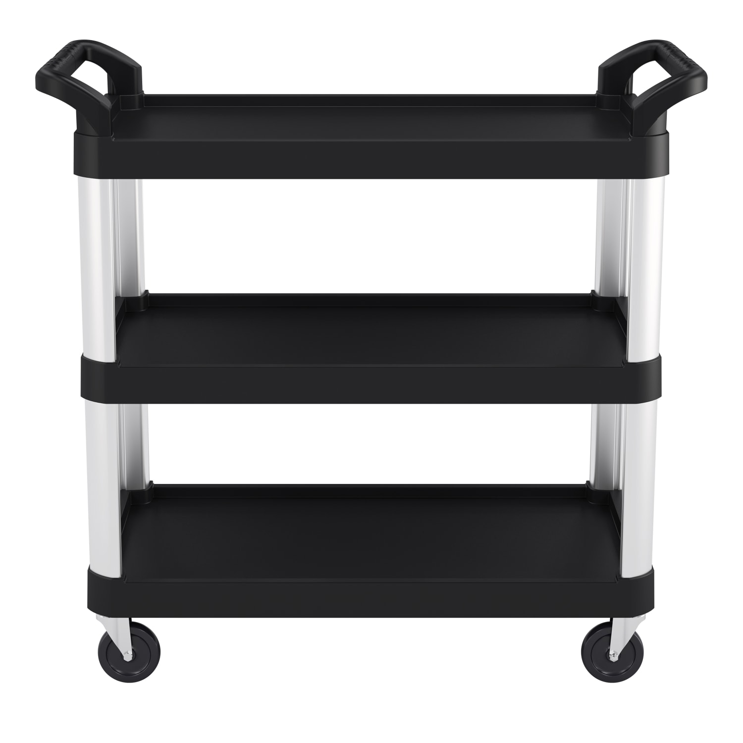 Suncast Commercial 3-Shelf Service Cart, 38inH x 20inW x 40inD, Black/Silver - Image 4