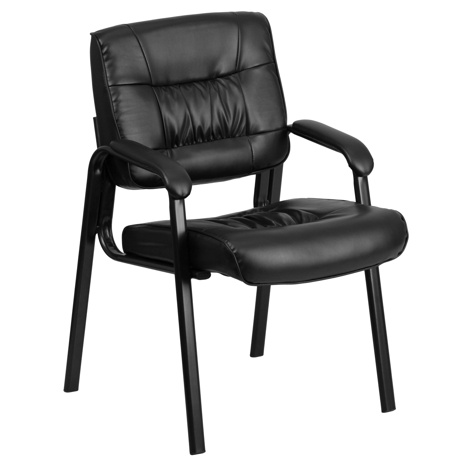 Flash Furniture LeatherSoft Executive Side Reception Chair with Powder Coated Frame, Black/Black - Image 3