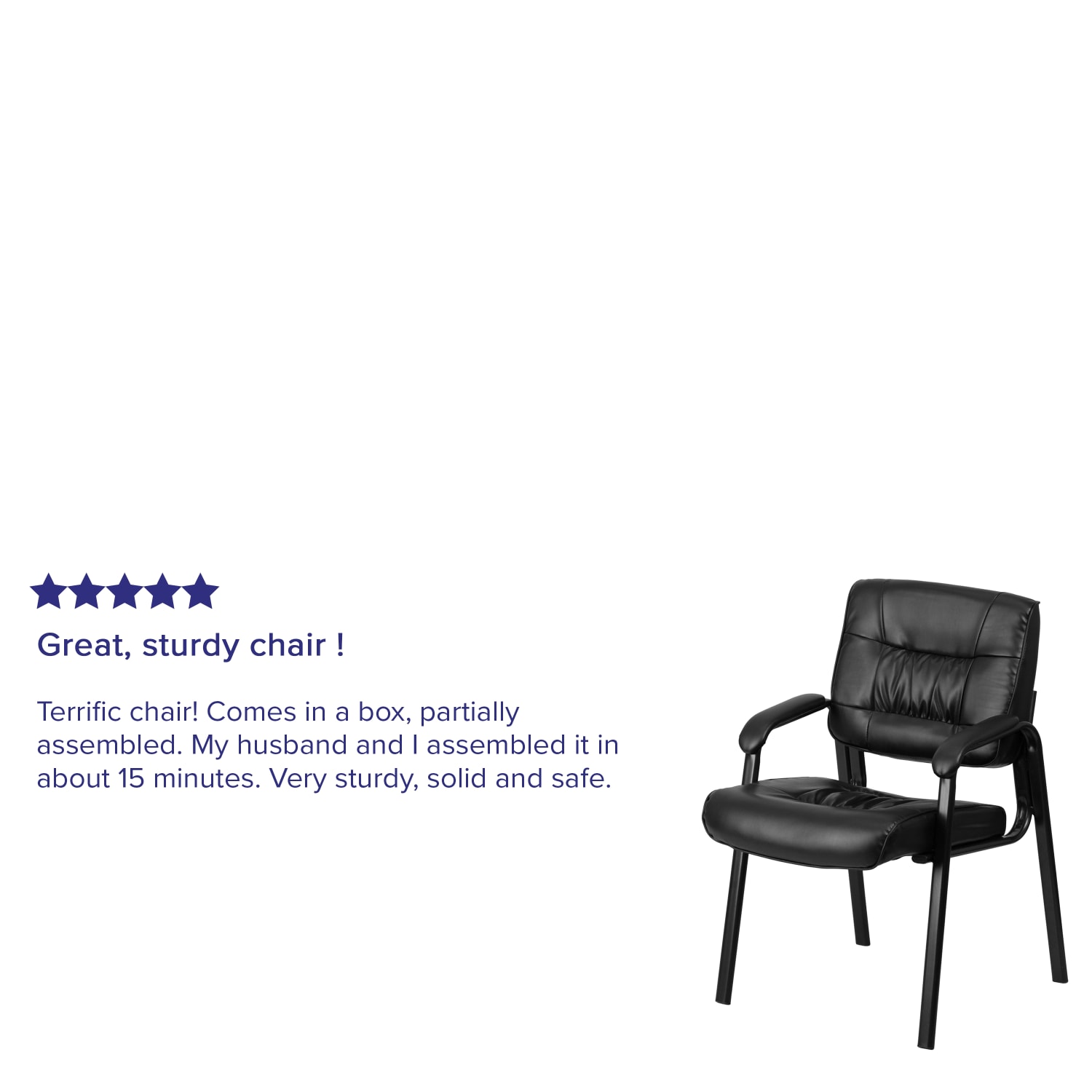 Flash Furniture LeatherSoft Executive Side Reception Chair with Powder Coated Frame, Black/Black - Image 5