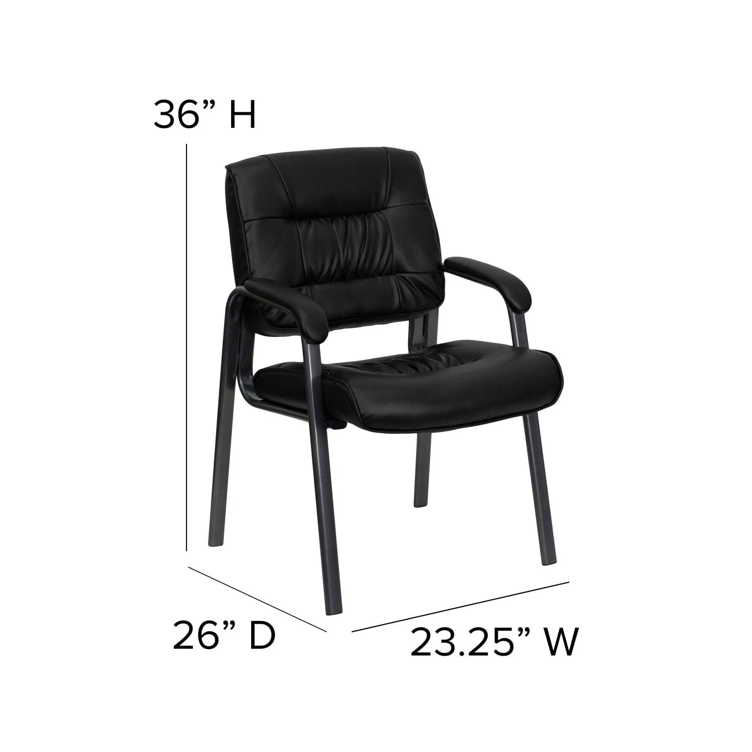 Flash Furniture LeatherSoft Executive Side Reception Chair with Powder Coated Frame, Black/Black - Image 7