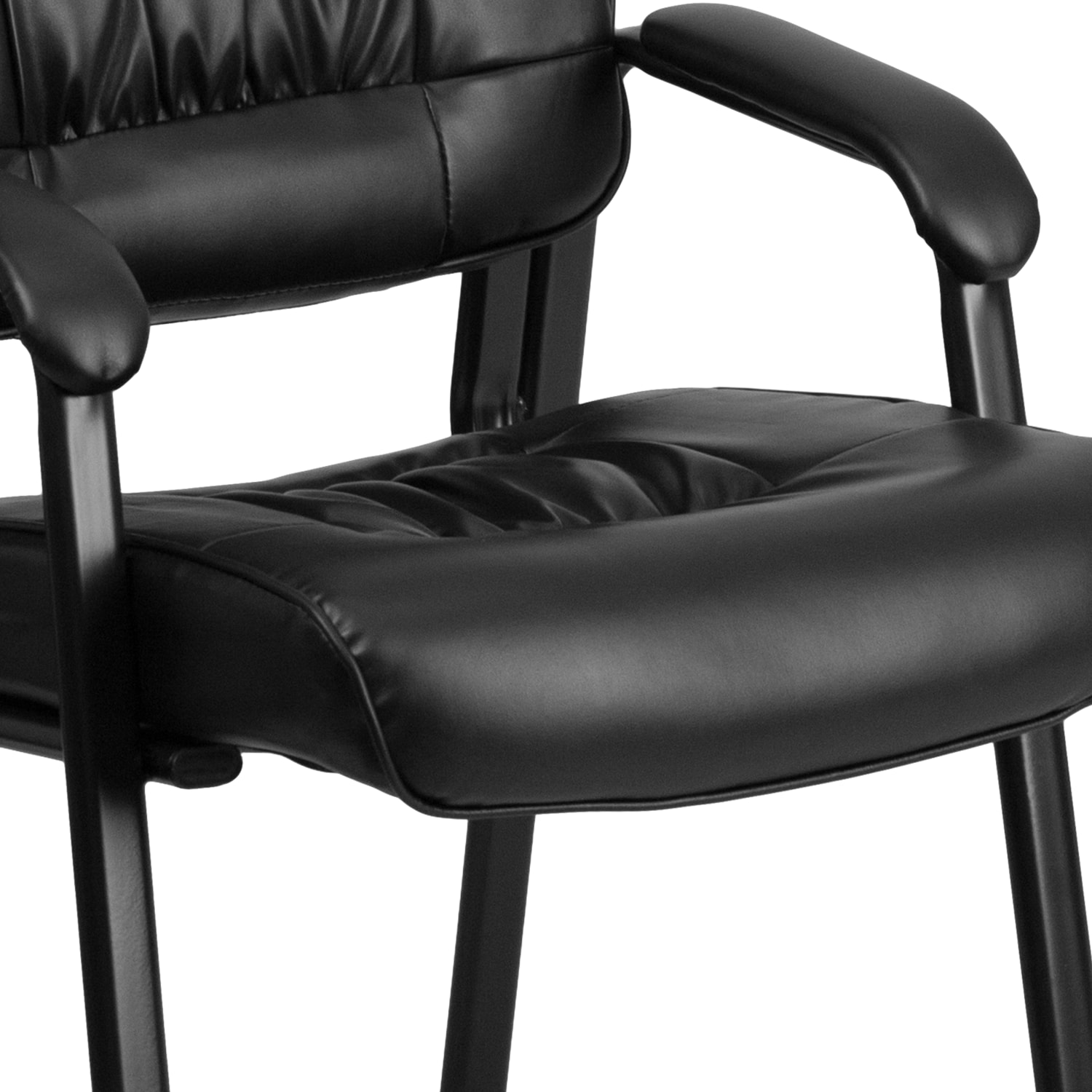 Flash Furniture LeatherSoft Executive Side Reception Chair with Powder Coated Frame, Black/Black - Image 9