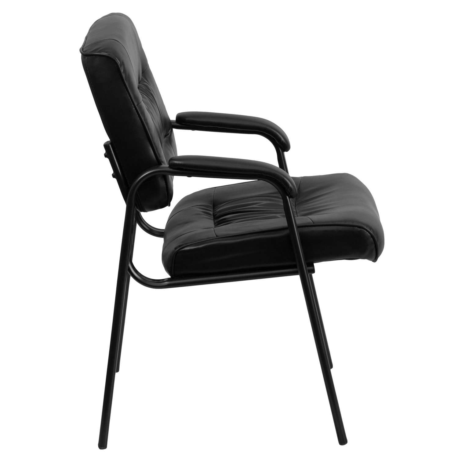Flash Furniture LeatherSoft Executive Side Reception Chair with Powder Coated Frame, Black/Black - Image 10