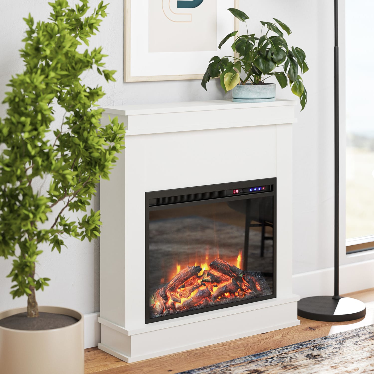 Ameriwood Home Mateo Fireplace With Mantel, 32-7/8inH x 29-3/4inW x 7-3/4inD, White - Image 3