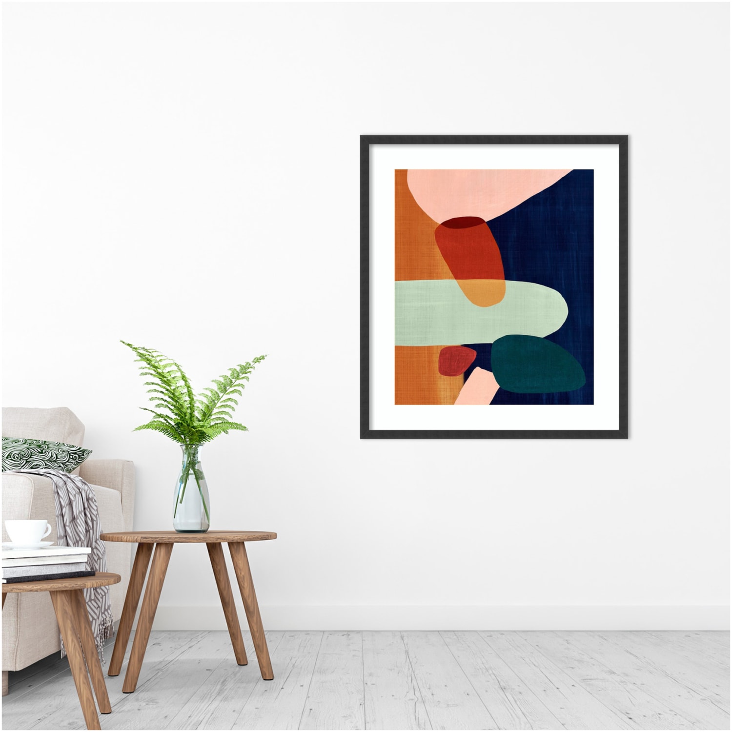 Amanti Art Stacking Pebbles I Pink by Eva Watts Wood Framed Wall Art Print, 30inW x 34inH, Black - Image 3