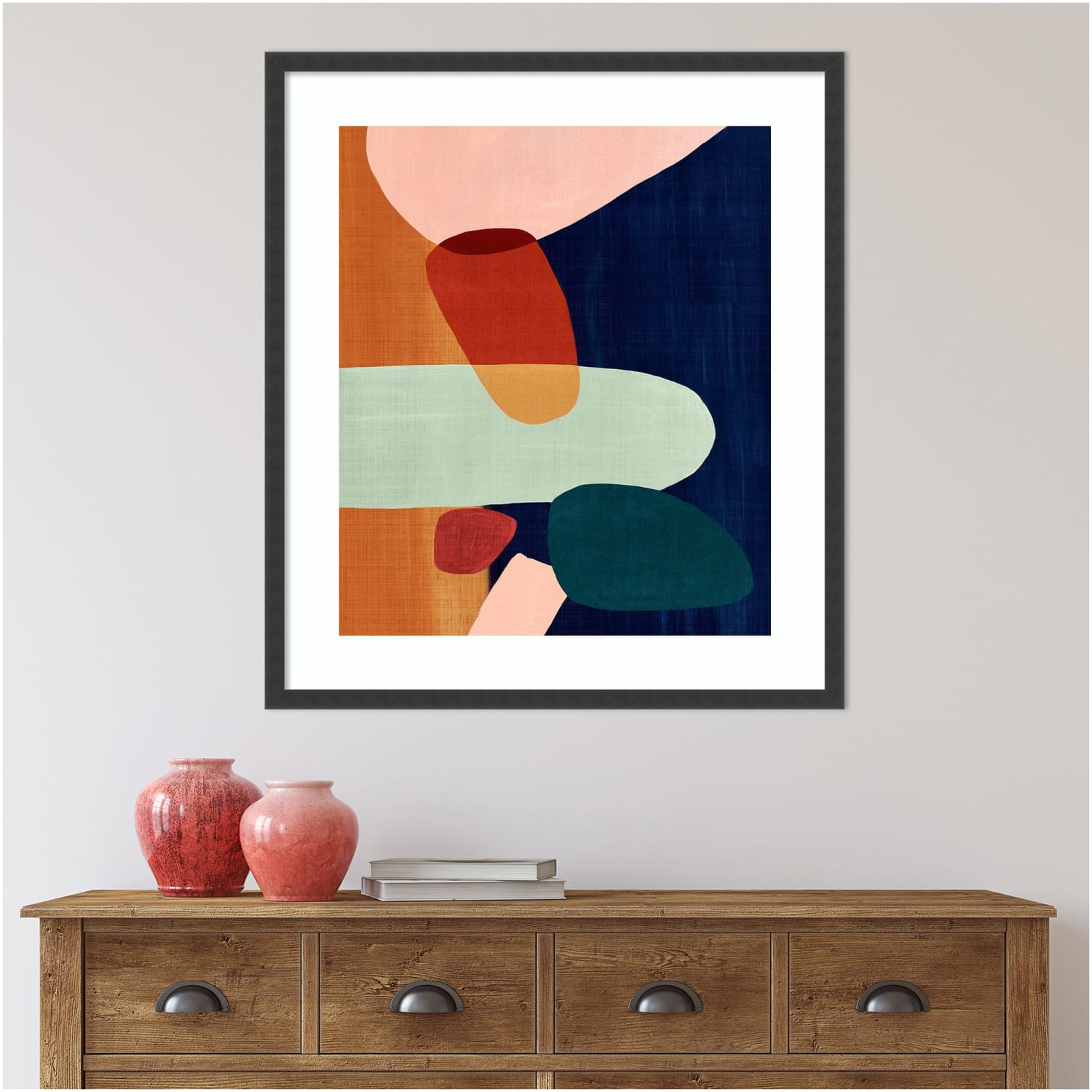 Amanti Art Stacking Pebbles I Pink by Eva Watts Wood Framed Wall Art Print, 30inW x 34inH, Black - Image 6