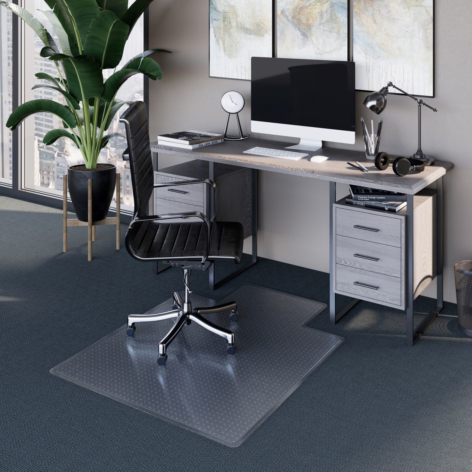 ES Robbins EverLife Chair Mat For Low Pile Carpet, 45in x 53in, Clear - Image 3