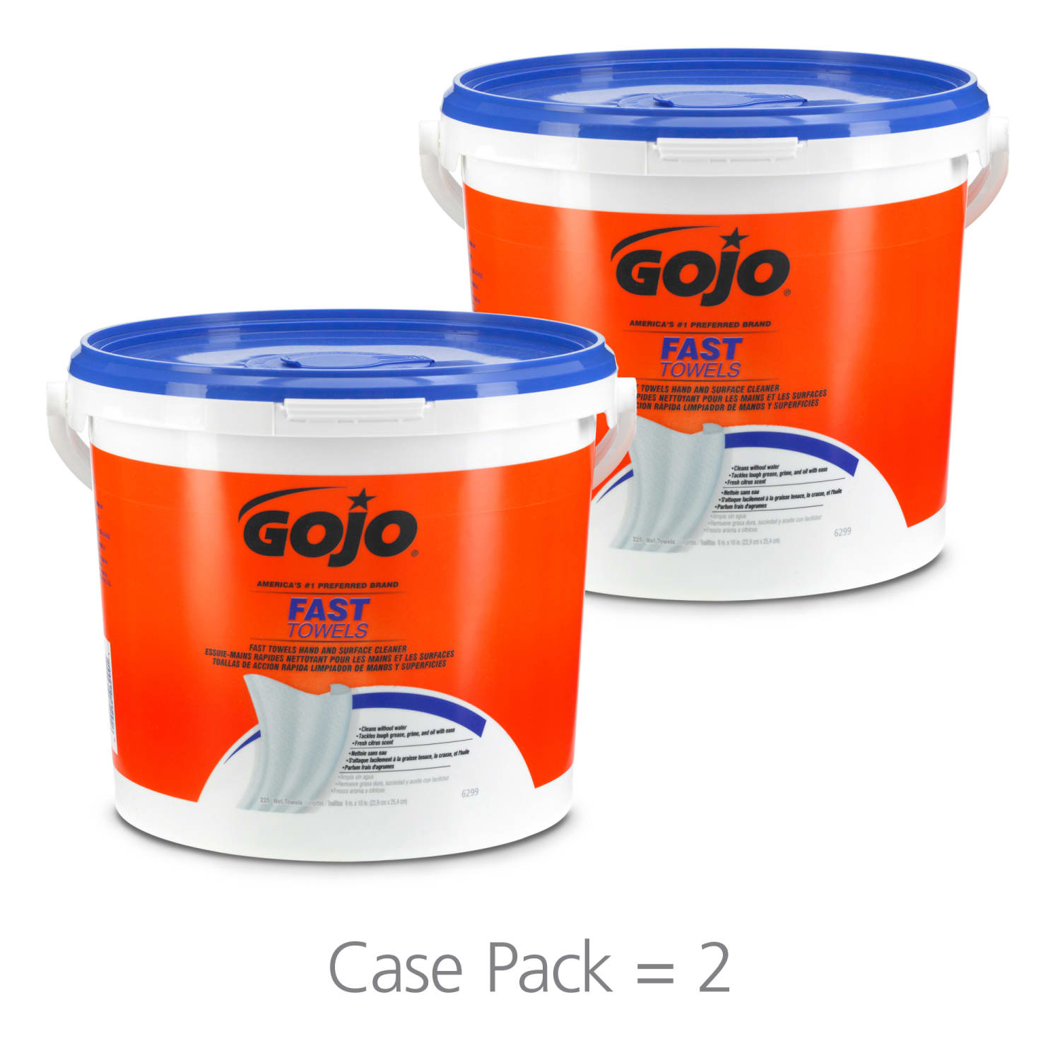 Gojo Fast Hand And Surface Cleaner 1-Ply Paper Towels, Citrus Scent, Blue, Bucket Of 255 Sheets - Image 3