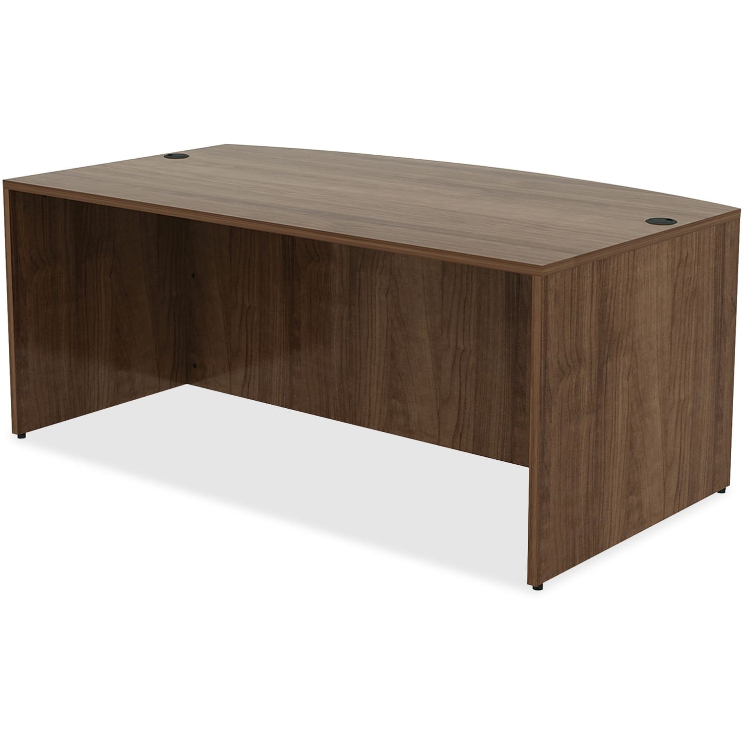 Lorell Essentials 71inW Bow-Front Shell Computer Desk, Walnut - Image 4