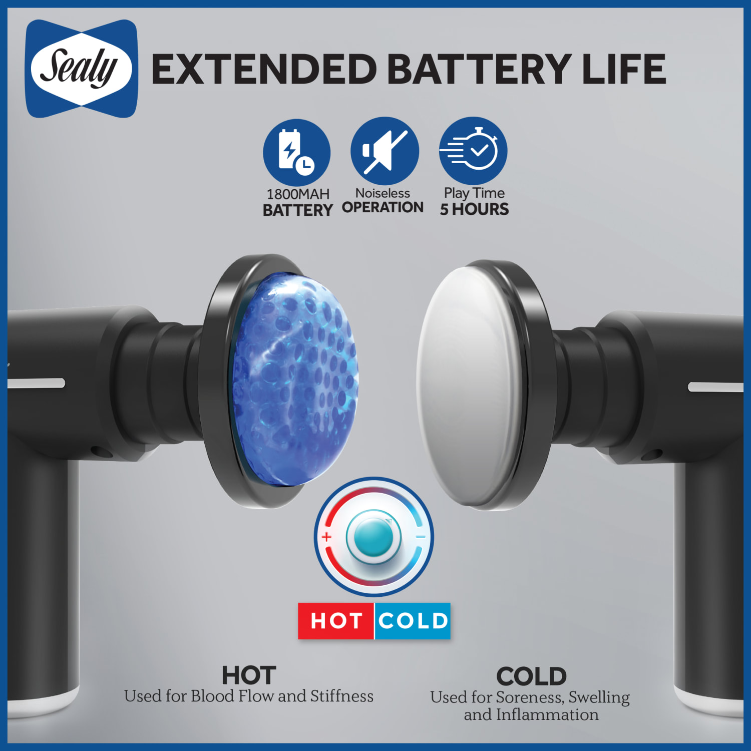 Sealy SL-HW-MA-102-BK Cold/Hot Massager, 11inH x 9in x 3inD, Black - Image 3