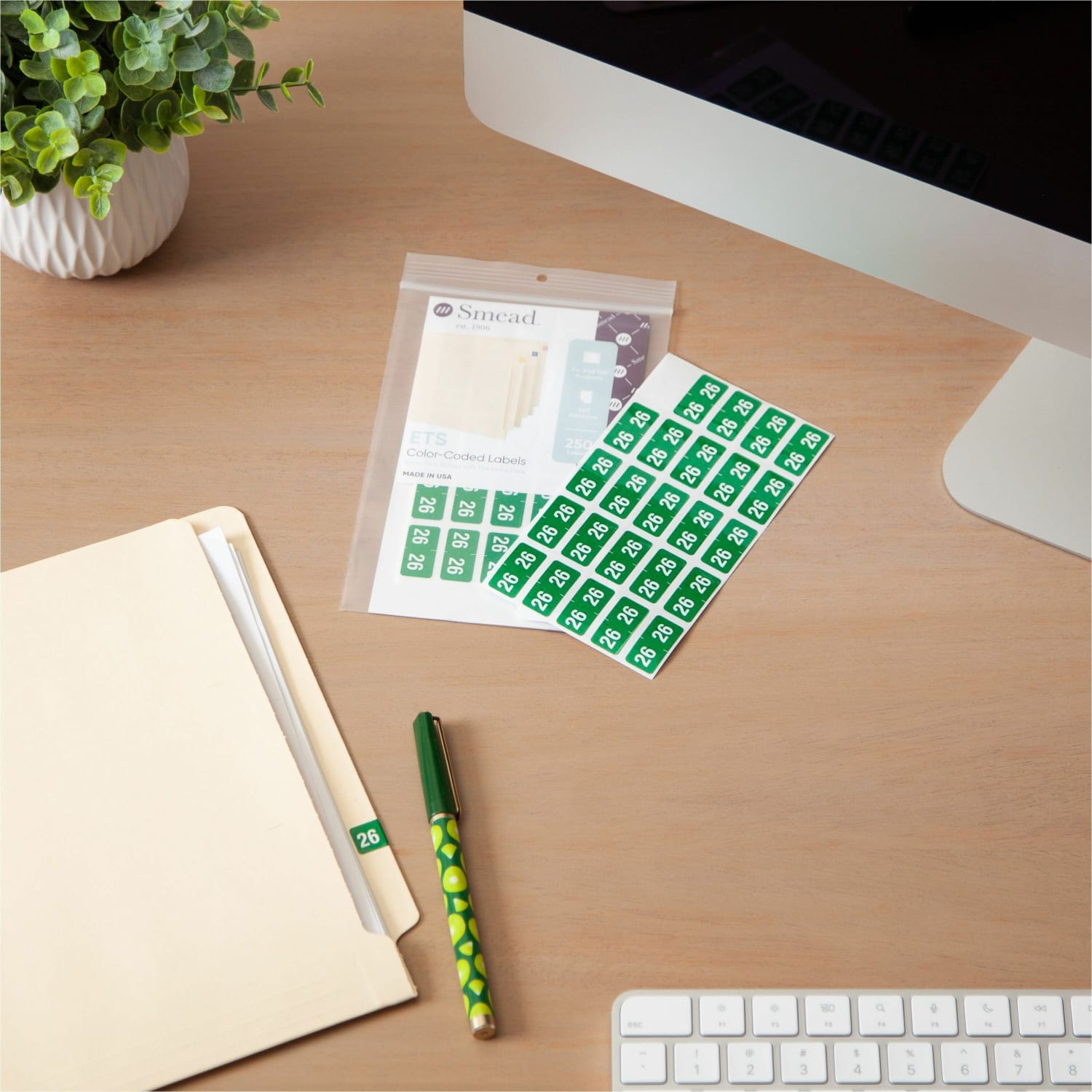 Smead ETS Color-Coded Year Labels, 1/2inH x 1inW, Green, 25 / Sheet, 10 Total Sheets, 2026 Total Label(s), 250 / Pack - Image 5