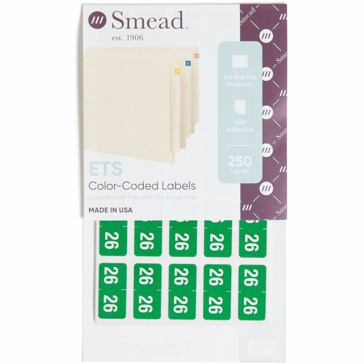 Smead ETS Color-Coded Year Labels, 1/2inH x 1inW, Green, 25 / Sheet, 10 Total Sheets, 2026 Total Label(s), 250 / Pack - Image 6