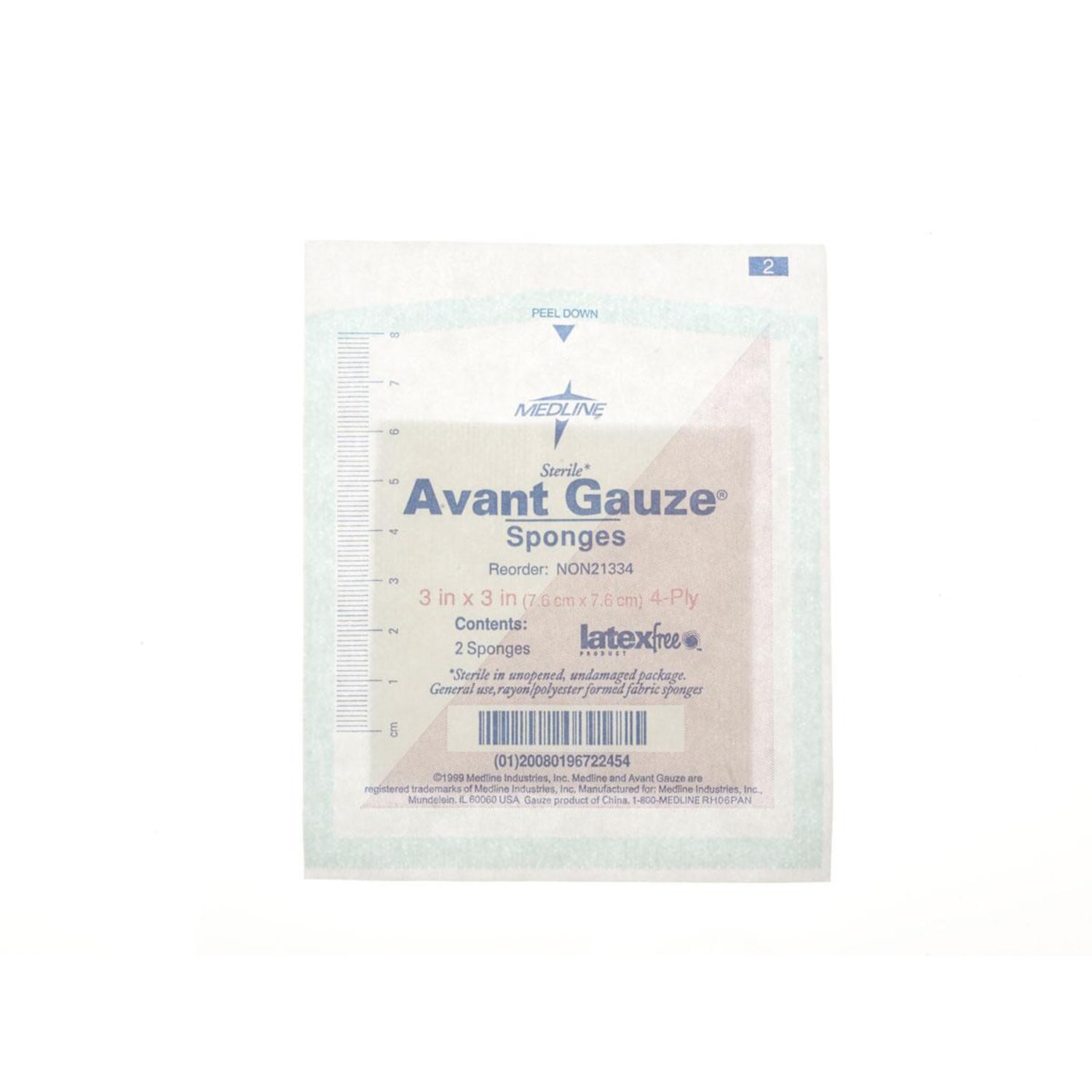 Medline Avant Gauze Nonwoven Sterile Sponges, 3in x 3in, White, Case Of 1,200