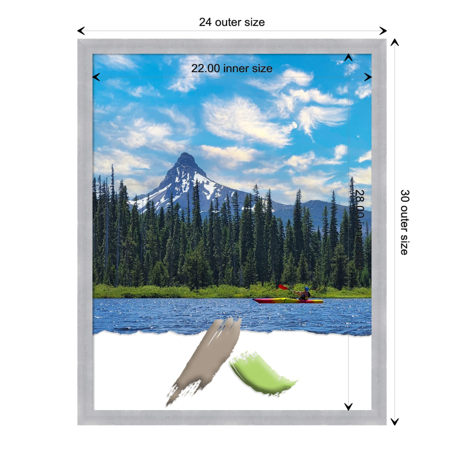 Amanti Art Grace Brushed Nickel Picture Frame, 24in x 30in, Matted For 22in x 28in - Image 5