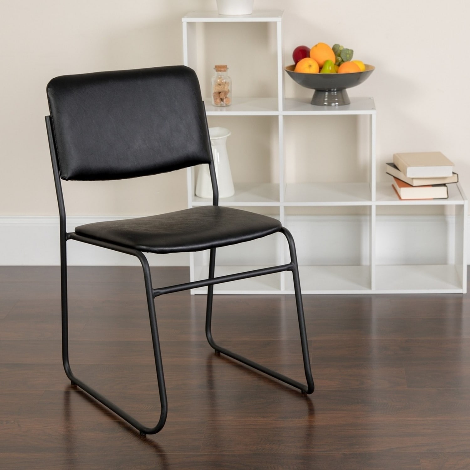 Flash Furniture HERCULES Series High-Density Stacking Chair With Sled Base, Vinyl Upholstery, Black - Image 3