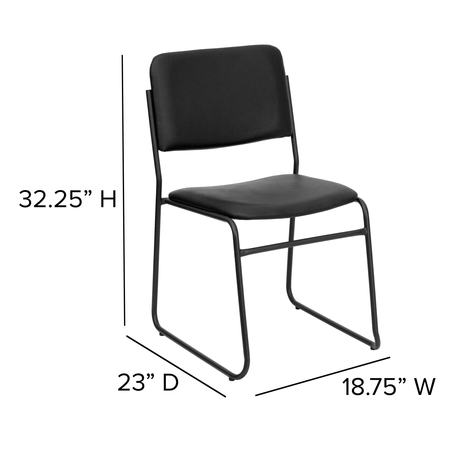 Flash Furniture HERCULES Series High-Density Stacking Chair With Sled Base, Vinyl Upholstery, Black - Image 5
