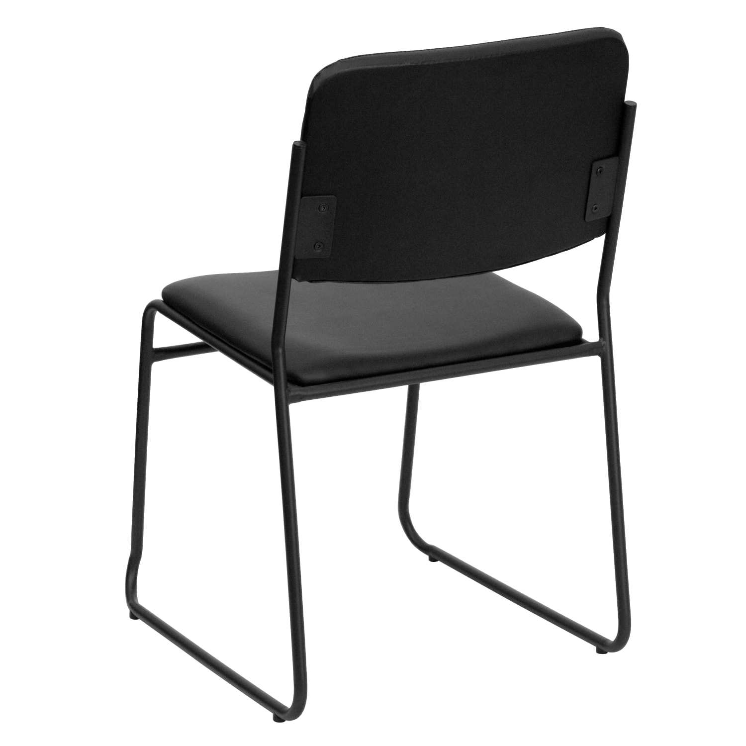 Flash Furniture HERCULES Series High Density Stacking Chair With Sled Base Vinyl Upholstery Black PopularChairscom