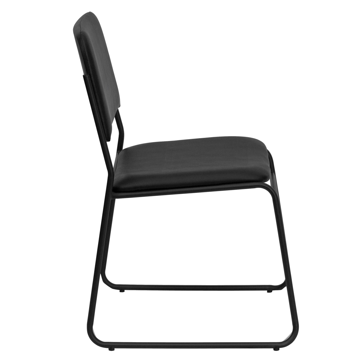 Flash Furniture HERCULES Series High Density Stacking Chair With Sled Base Vinyl Upholstery Black PopularChairscom