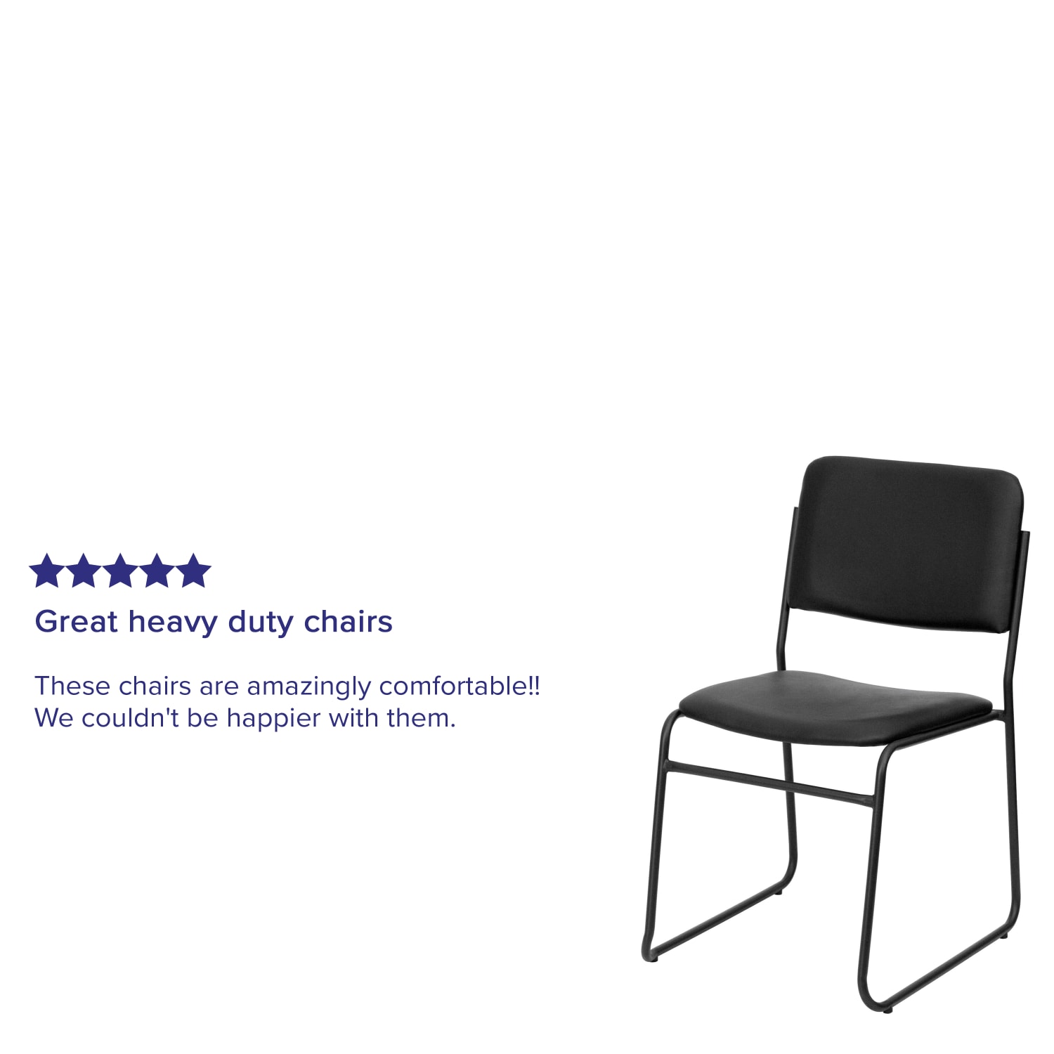 Flash Furniture HERCULES Series High Density Stacking Chair With Sled Base Vinyl Upholstery Black PopularChairscom
