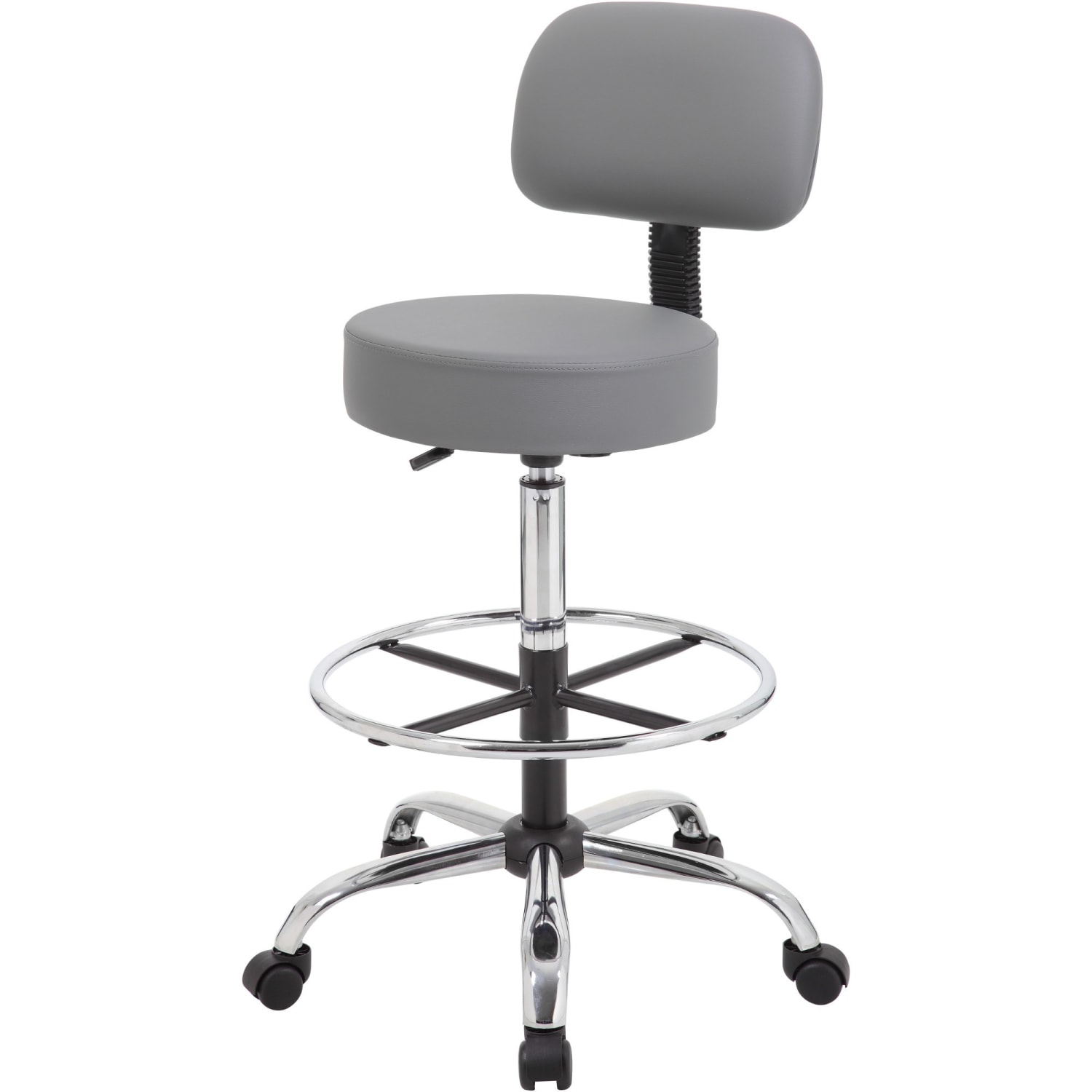 Boss Office Products Medical Drafting Stool With Backrest Caressoft Vinyl Gray PopularChairscom Boss Office Products Medical Drafting Stool With Backrest Caressoft Vinyl Gray PopularChairscom