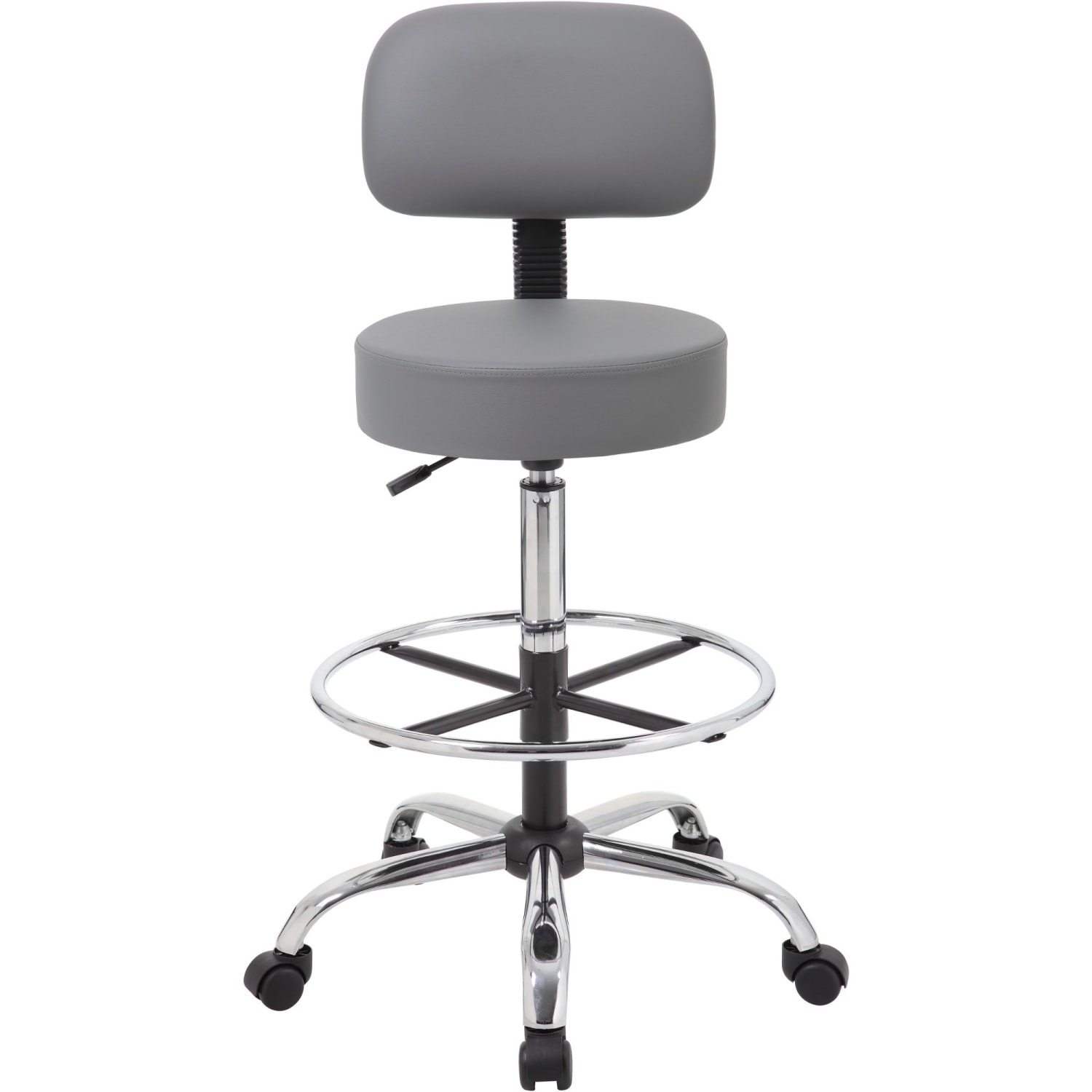 Boss Office Products Medical Drafting Stool With Backrest Caressoft Vinyl Gray PopularChairscom Boss Office Products Medical Drafting Stool With Backrest Caressoft Vinyl Gray PopularChairscom