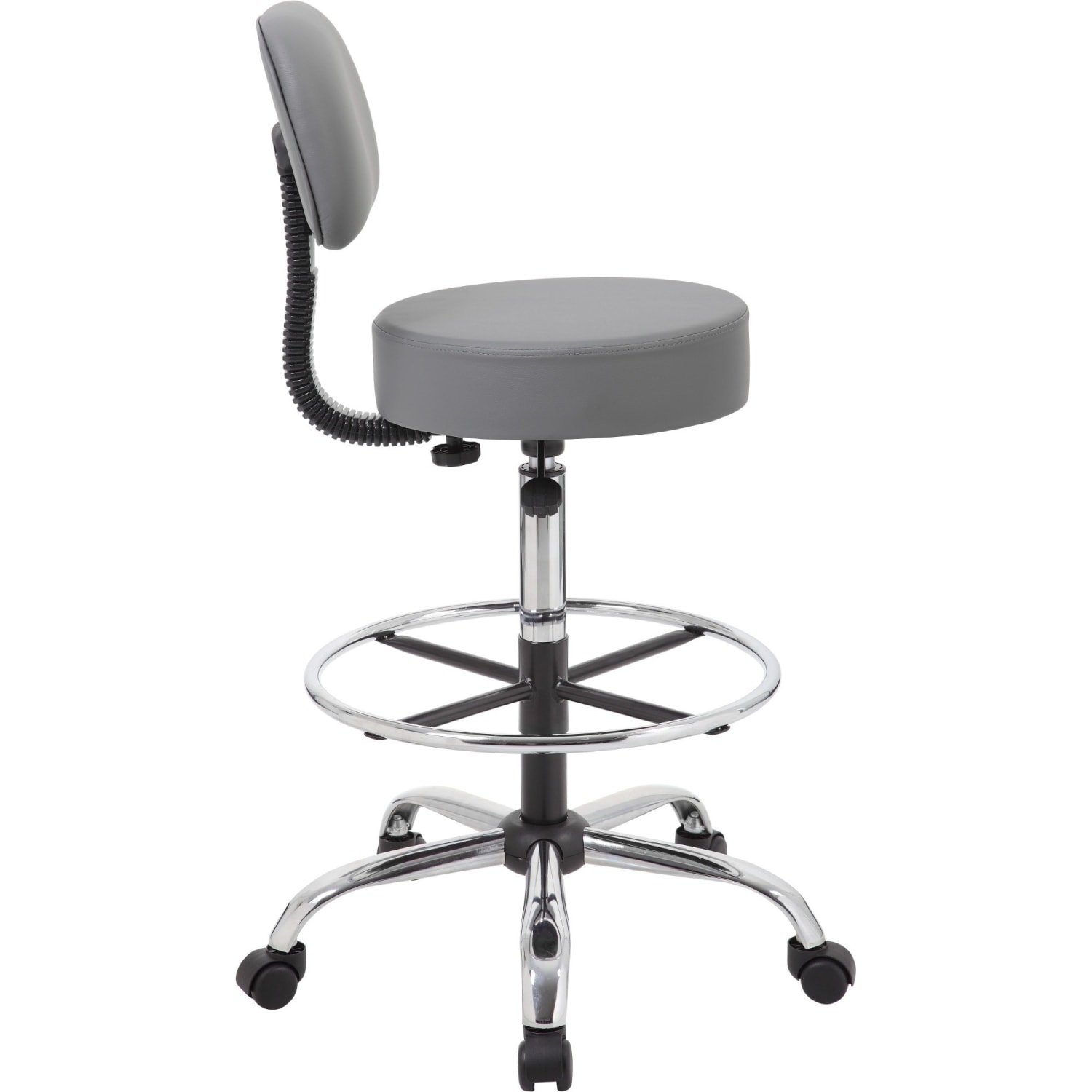 Boss Office Products Medical Drafting Stool With Backrest Caressoft Vinyl Gray PopularChairscom Boss Office Products Medical Drafting Stool With Backrest Caressoft Vinyl Gray PopularChairscom