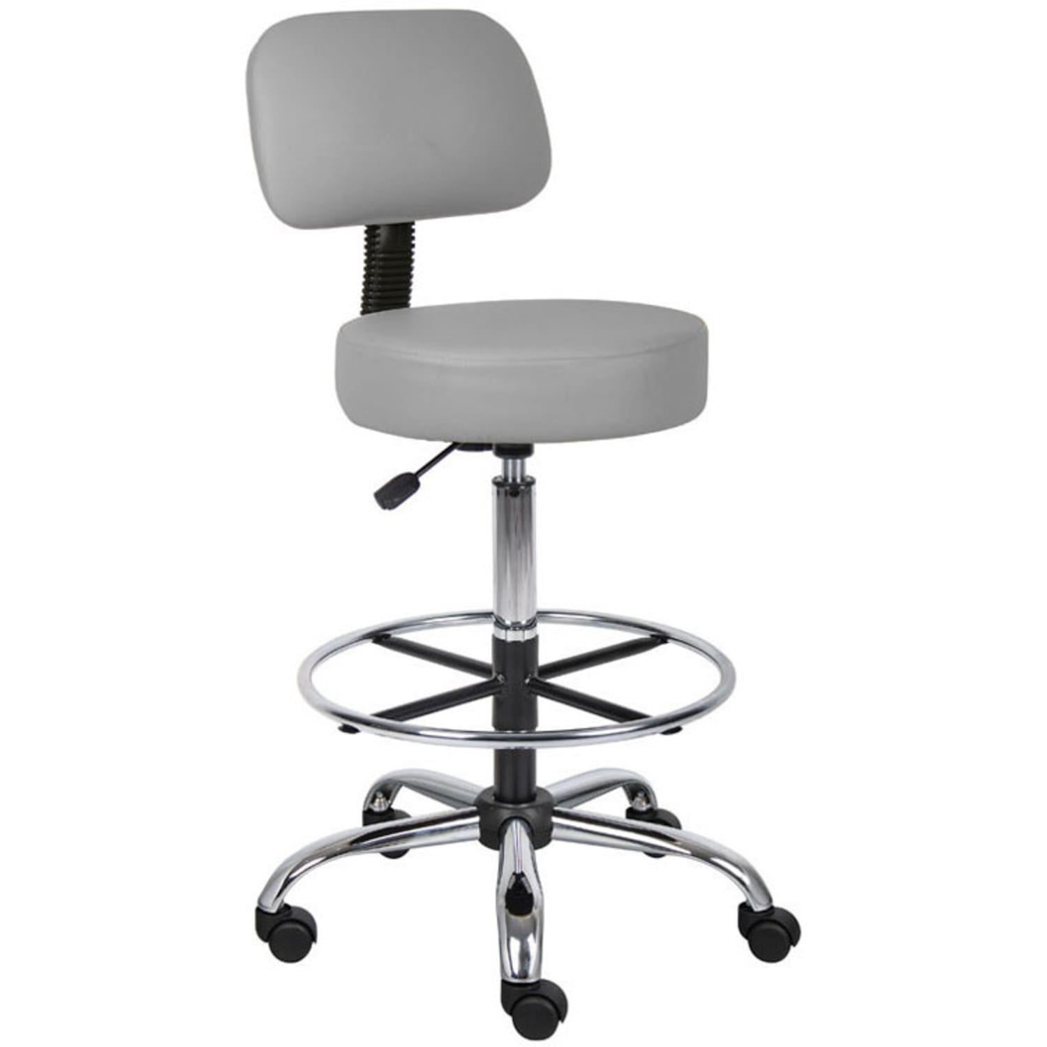 Boss Office Products Medical Drafting Stool With Backrest Caressoft Vinyl Gray PopularChairscom Boss Office Products Medical Drafting Stool With Backrest Caressoft Vinyl Gray PopularChairscom