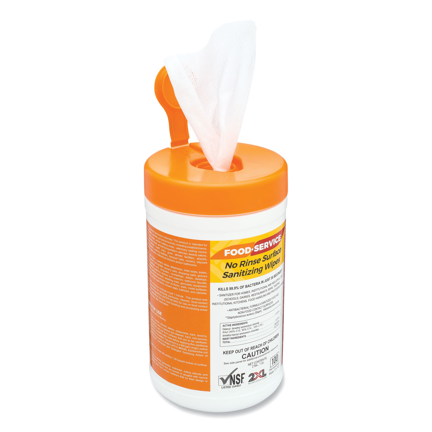 2XL Food Service No Rinse Surface Sanitizing Wipes, 1-Ply, 6 x 8, White, 100/Roll, 6 Rolls/Carton - Image 4