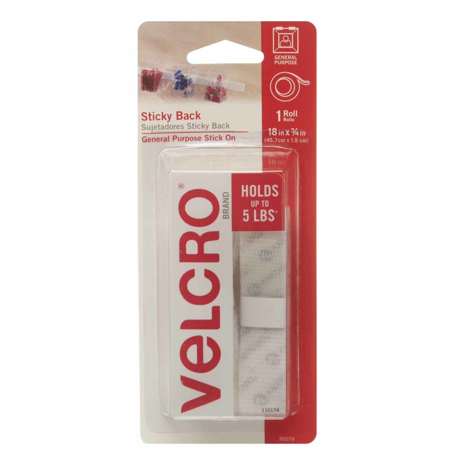 VELCRO Brand Sticky Back Tape, 3/4in x 18in, White, Pack Of 6 - Image 3