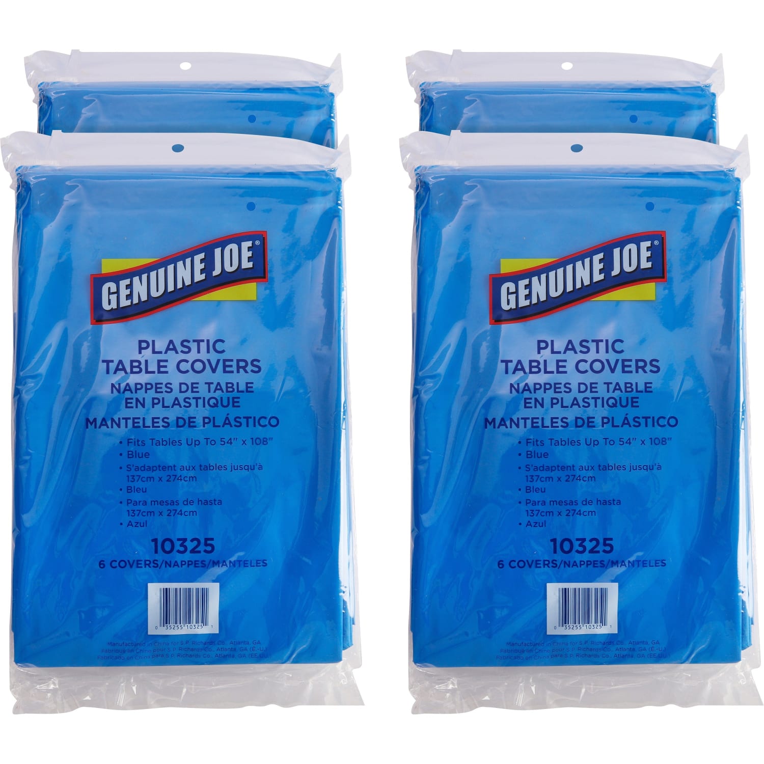 Genuine Joe Plastic Rectangular Table Covers - 108in Length x 54in Width - Plastic - Blue - 24 / Carton - Image 3