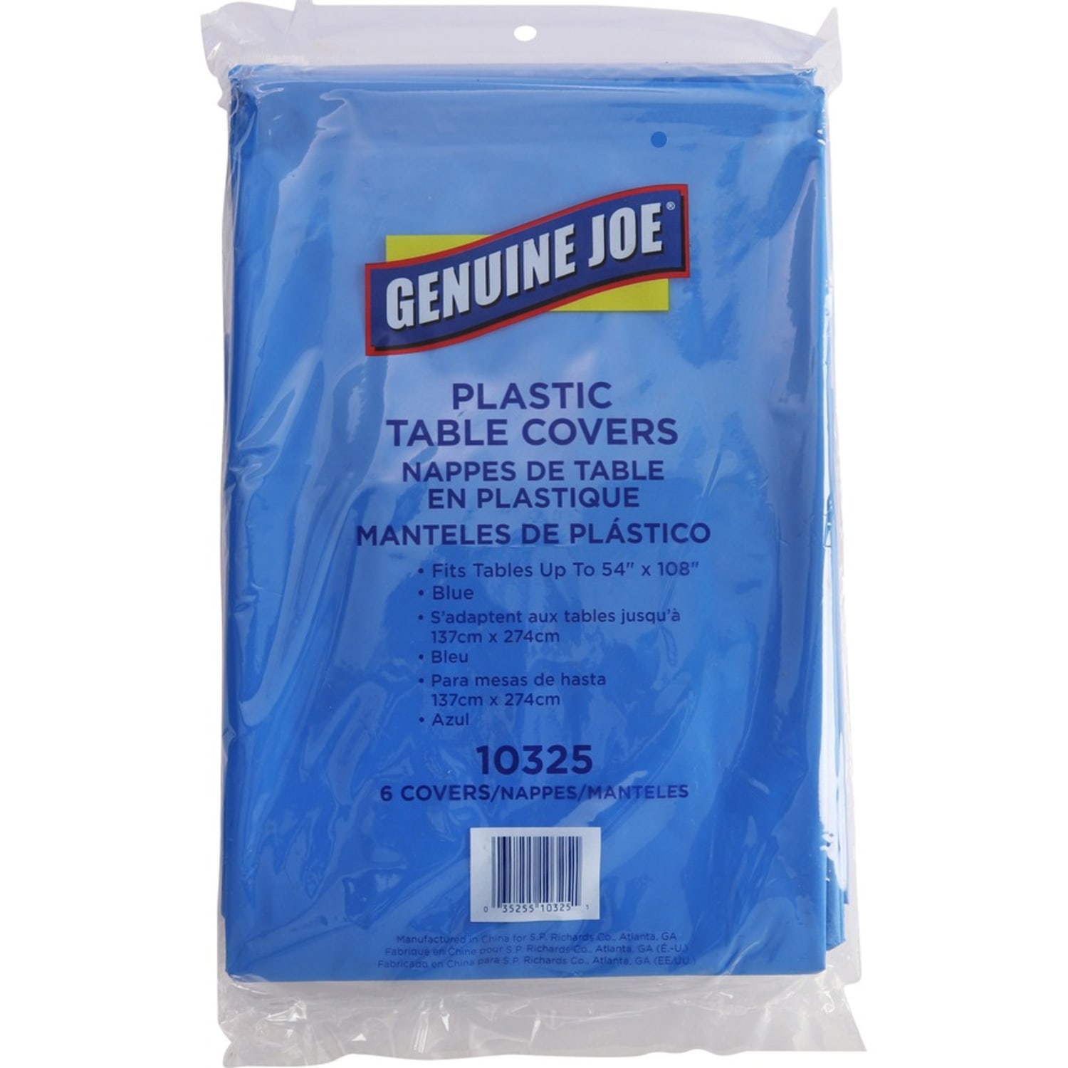 Genuine Joe Plastic Rectangular Table Covers - 108in Length x 54in Width - Plastic - Blue - 24 / Carton - Image 4