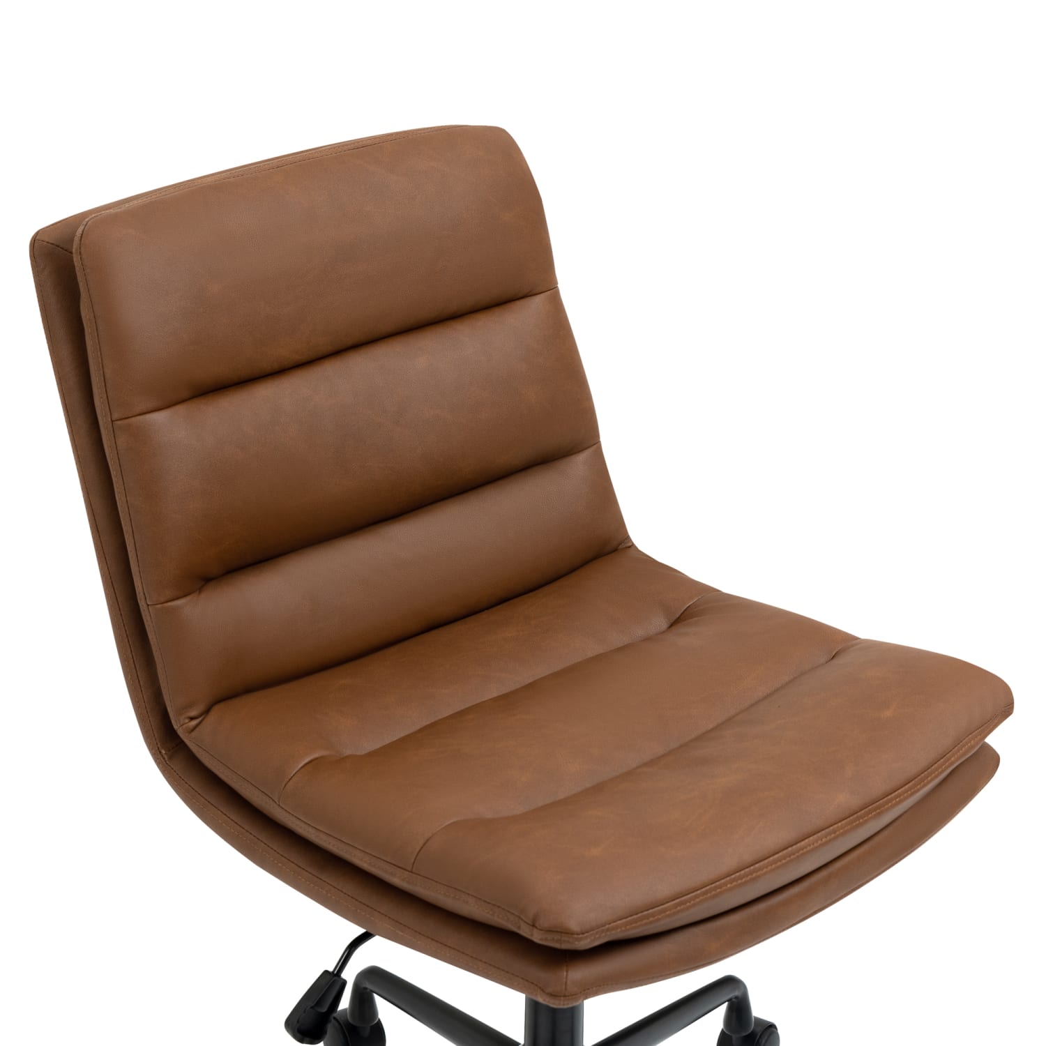 Glamour Home Ayuka Ergonomic Faux Leather Mid Back Adjustable Height Swivel Task Chair BrownBlack PopularChairscom