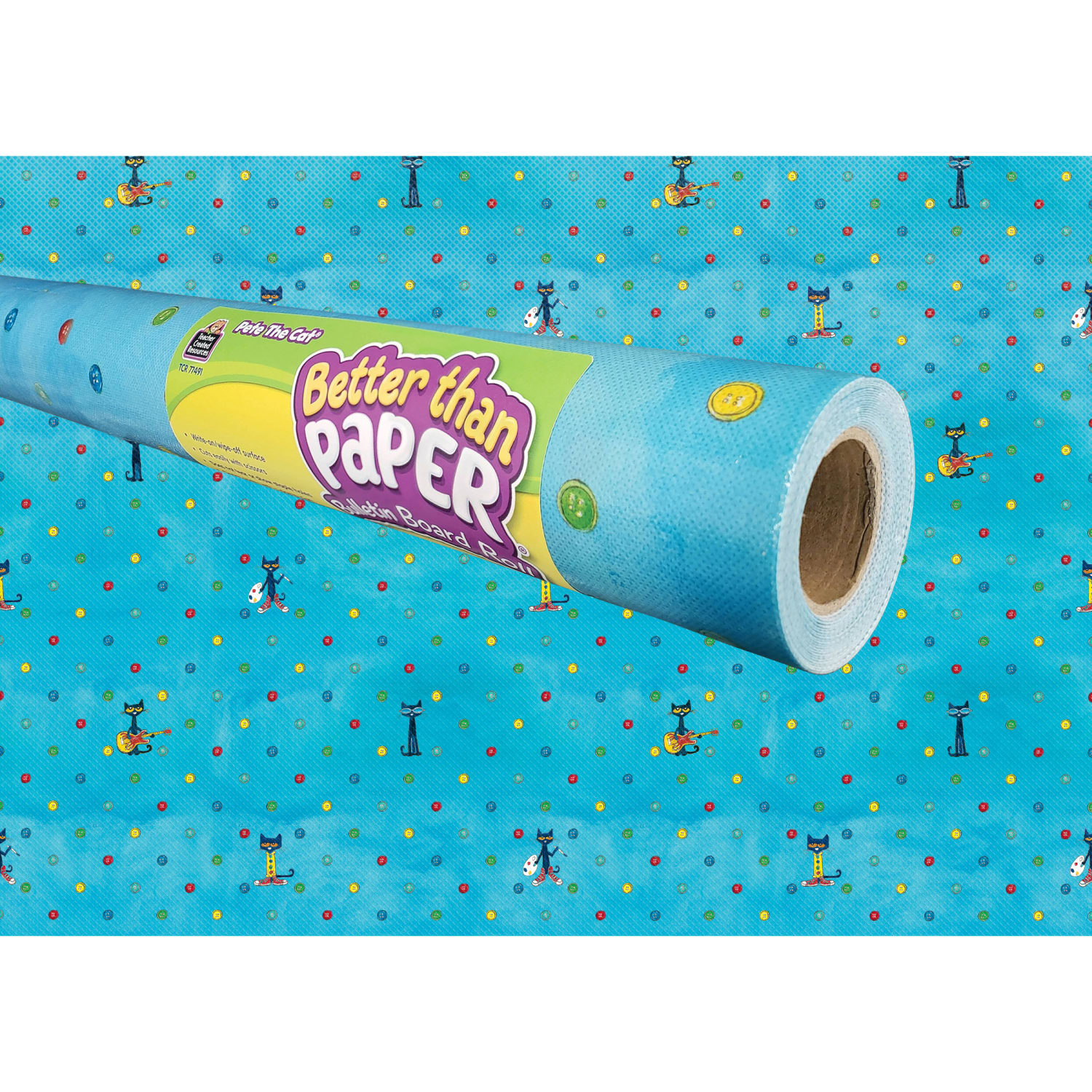 Teacher Created Resources Better Than Paper Bulletin Board Paper Rolls, 4ft x 12ft, Pete the Cat, Pack Of 4 Rolls - Image 3