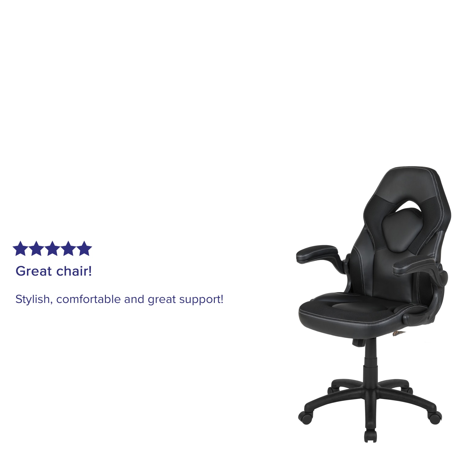 Flash Furniture X10 Ergonomic LeatherSoft Faux Leather High-Back Racing Gaming Chair With Flip-Up Arms, Black - Image 6