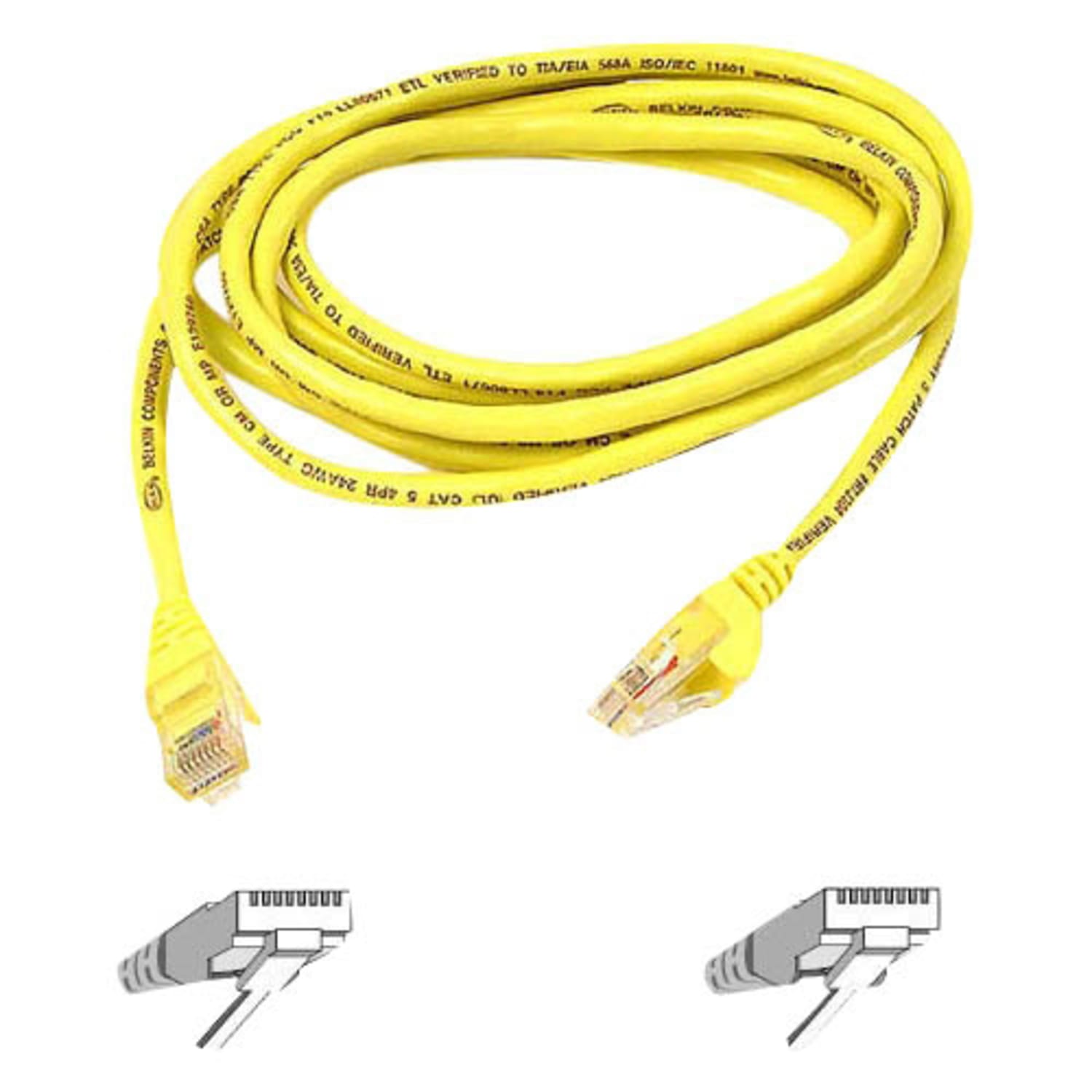 Belkin Cat5e Cable - RJ-45 Male - RJ-45 Male - 1ft - Yellow