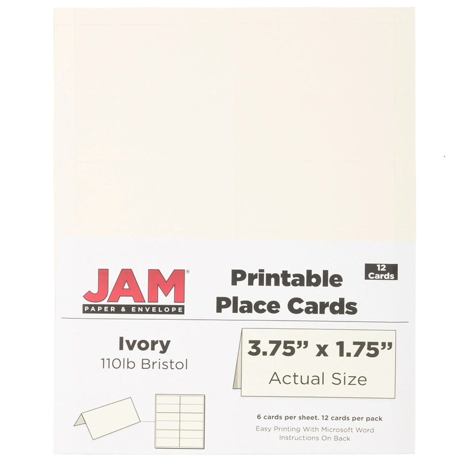 JAM Paper Printable Place Cards, 3 3/8in x 1 3/8in, Ivory, 6 Cards Per Sheet, Pack Of 2 Sheets - Image 4