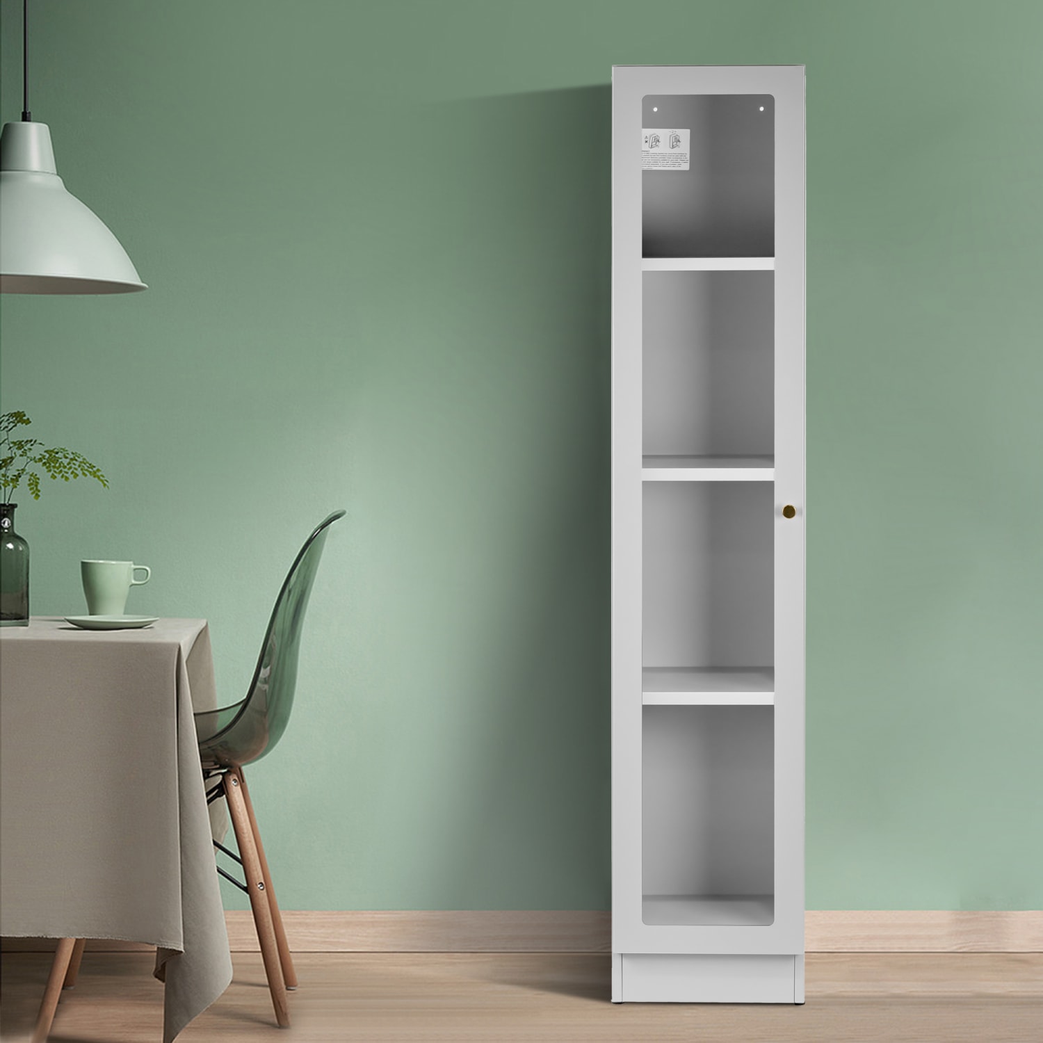 Glamour Home Avila 12inW 4-Shelf Metal Cabinet With Door, White - Image 3